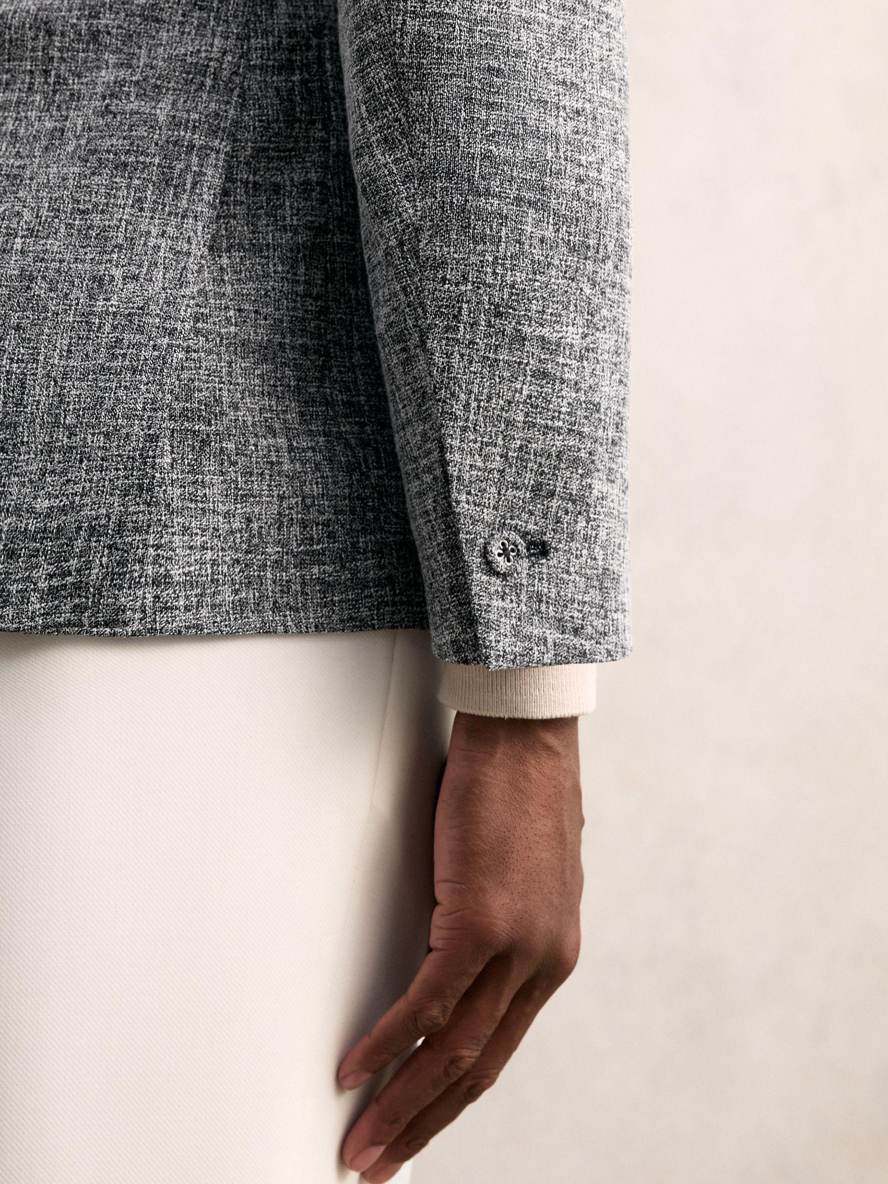 Single-Breasted Textured Mélange Blazer Slim-Fit in Navy Melange Product Image