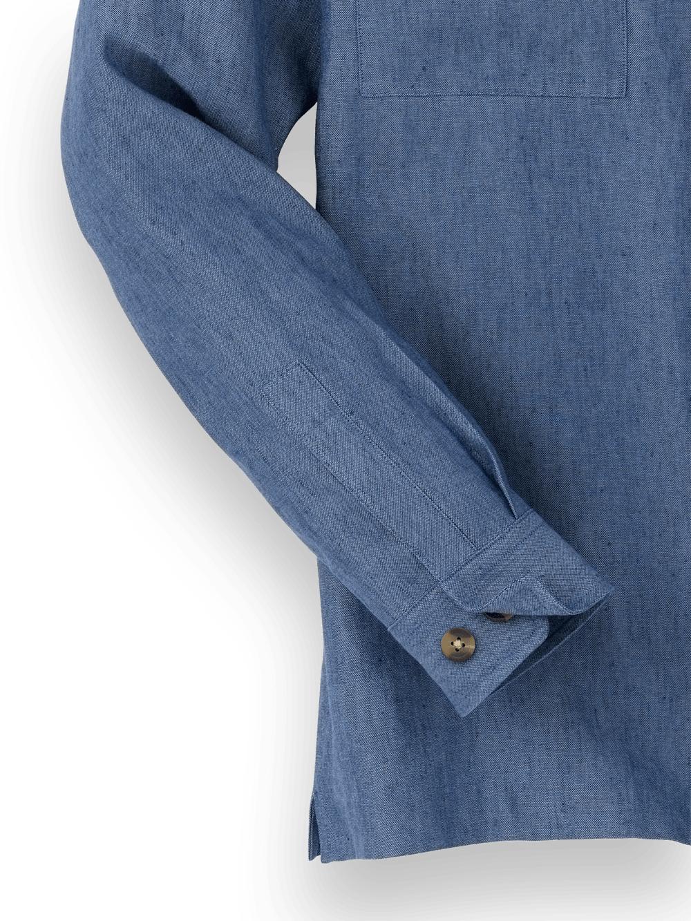 Linen Blend Solid Overshirt - Blue Product Image