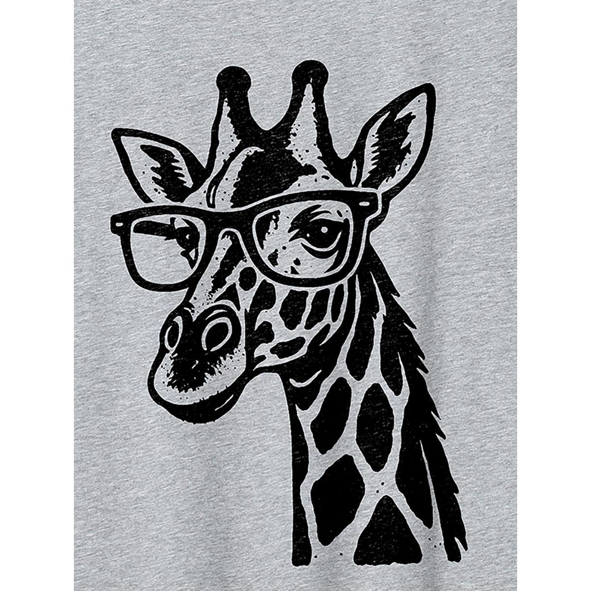 Plus Size Giraffe Print Round Neck T-Shirt Mediumgray Women Leisure Non Animals Round Neck Casual T-shirts BloomChic 22-24/3X Product Image