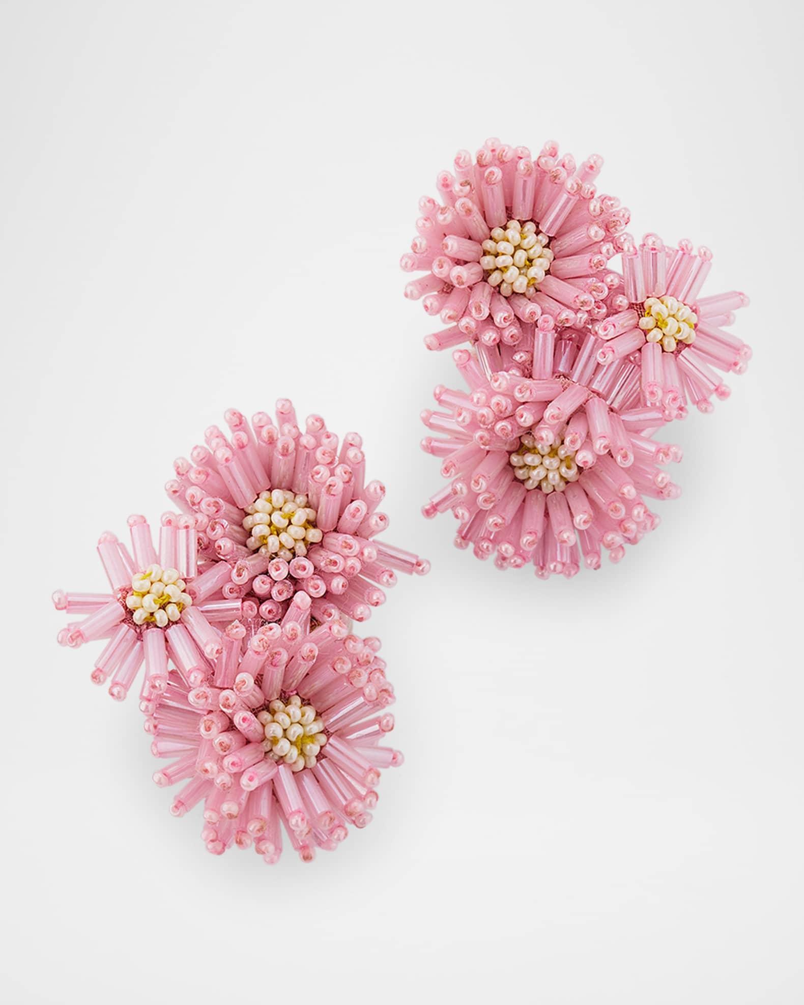 Pom-Pom Flower Stud Earrings Product Image