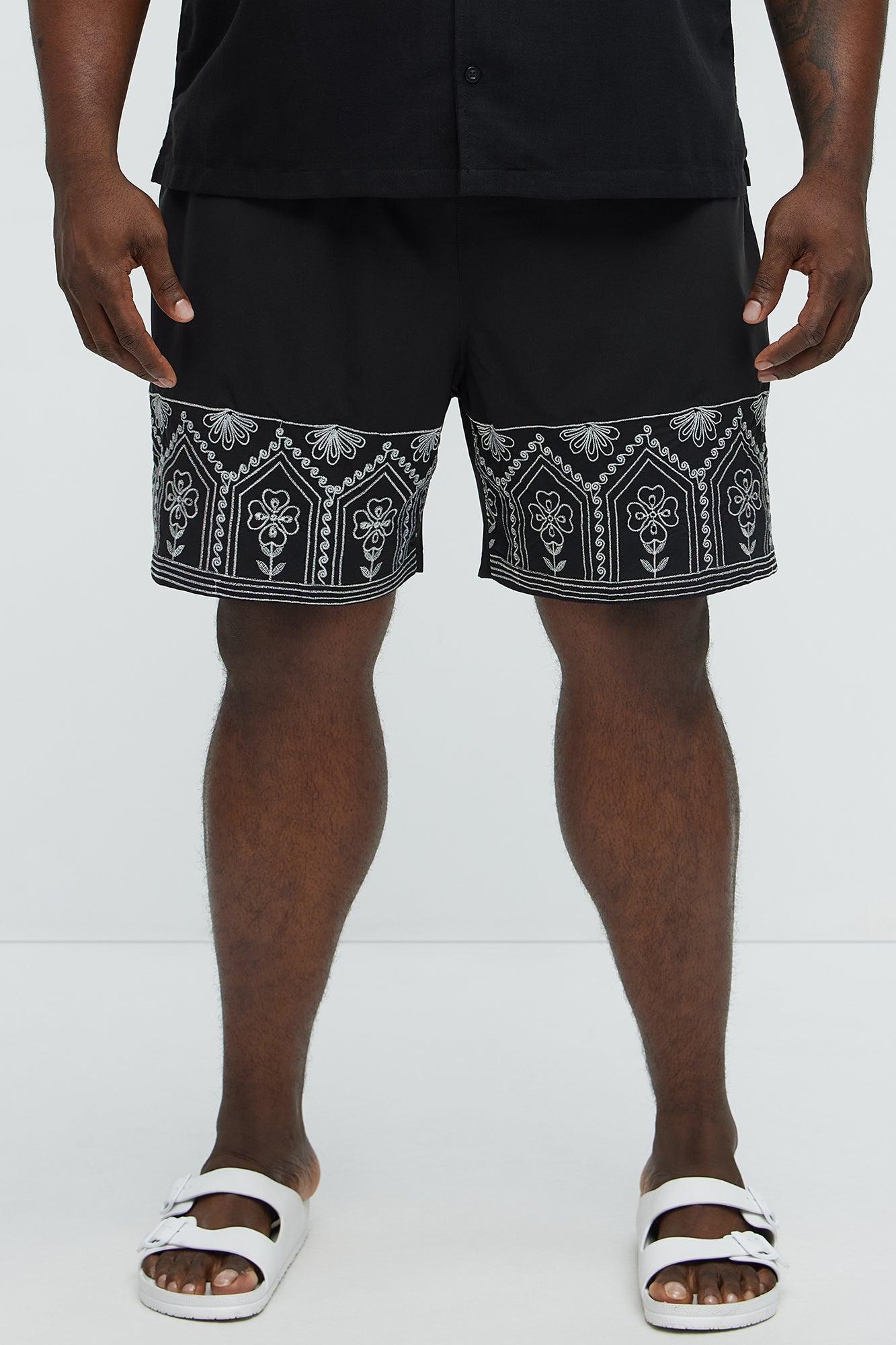 Embroidered Floral Swim Classic Trunk - Black/combo Male Product Image