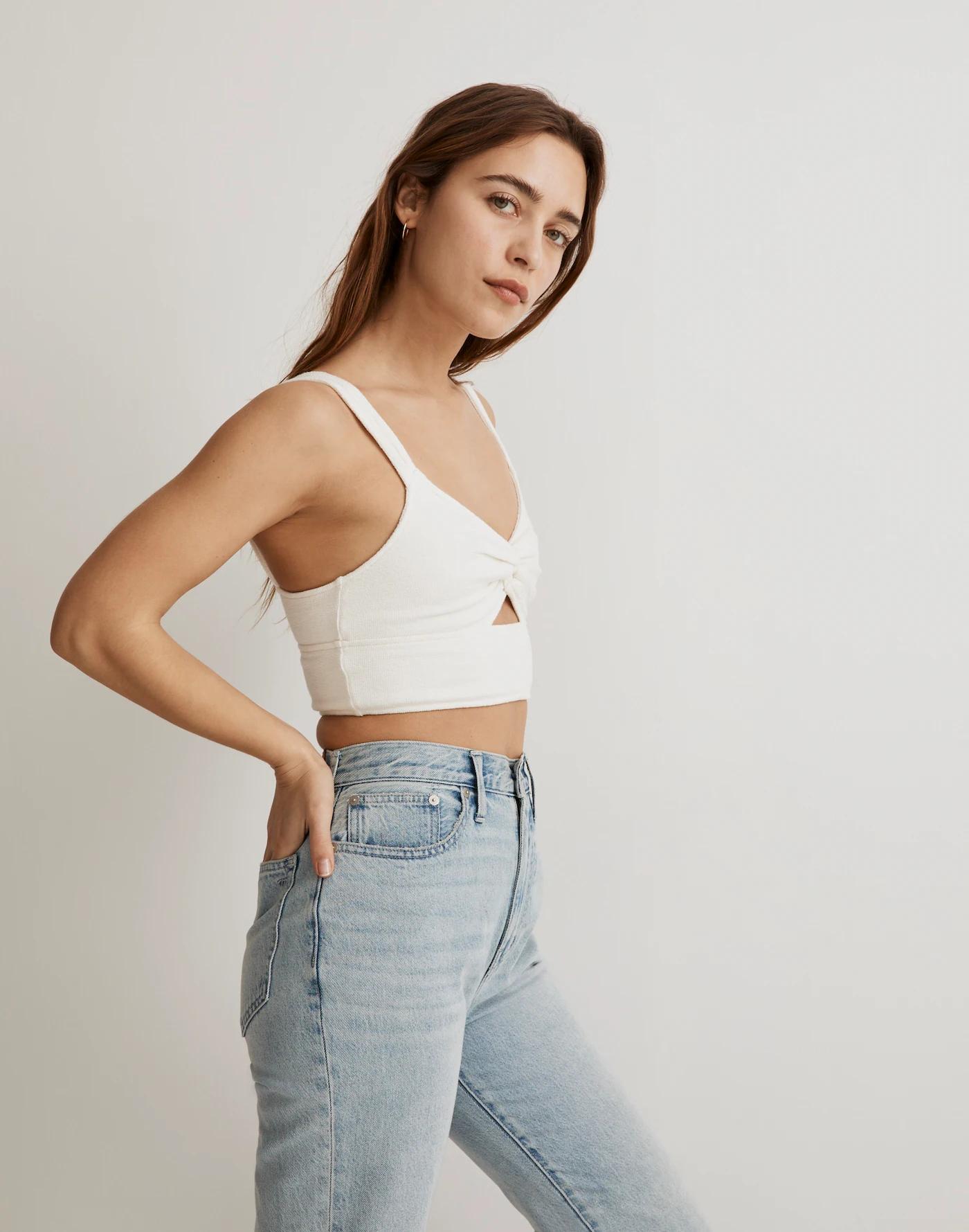 Cutout Knot-Front Crop Tank Top Product Image