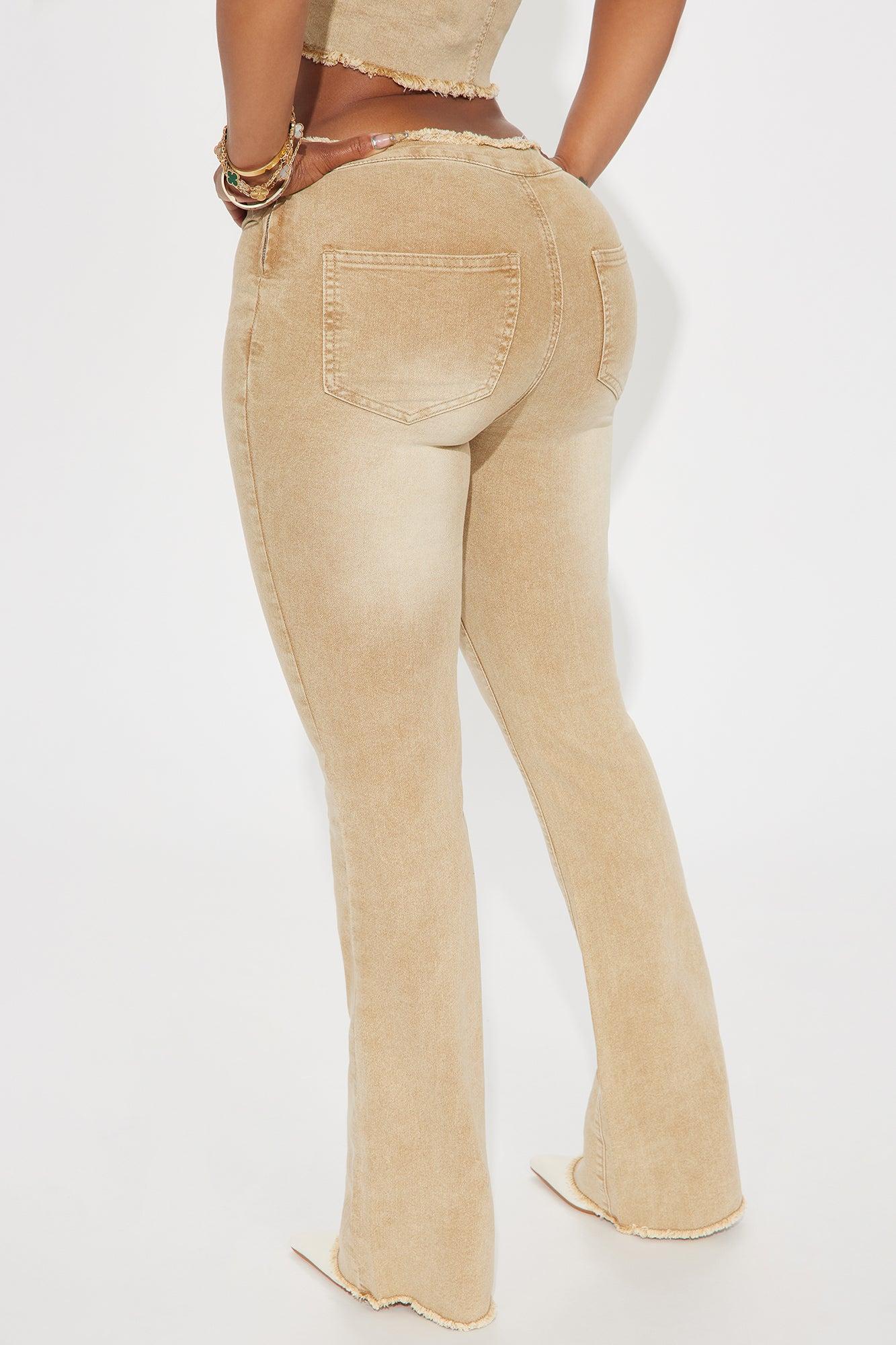 Coming Back Frayed V Waistband Flare Pant - Khaki Product Image