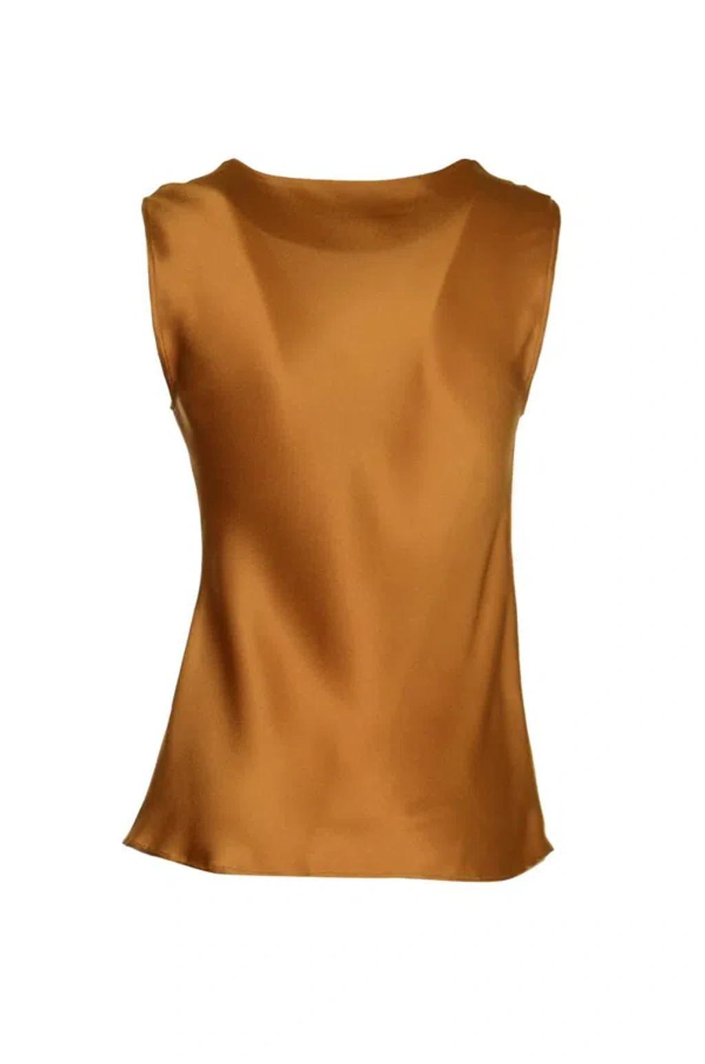 ALBERTA FERRETTI V-neck Fitted Top In Brown Product Image