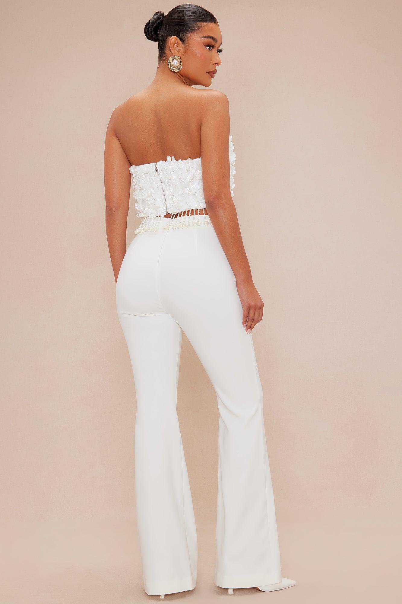 Emily Floral Flare Pant Set - Off White Product Image