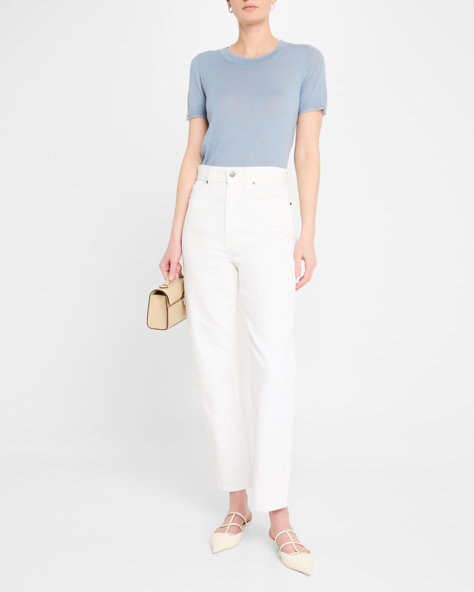 Crewneck Chiffon-Trim Sweater Product Image