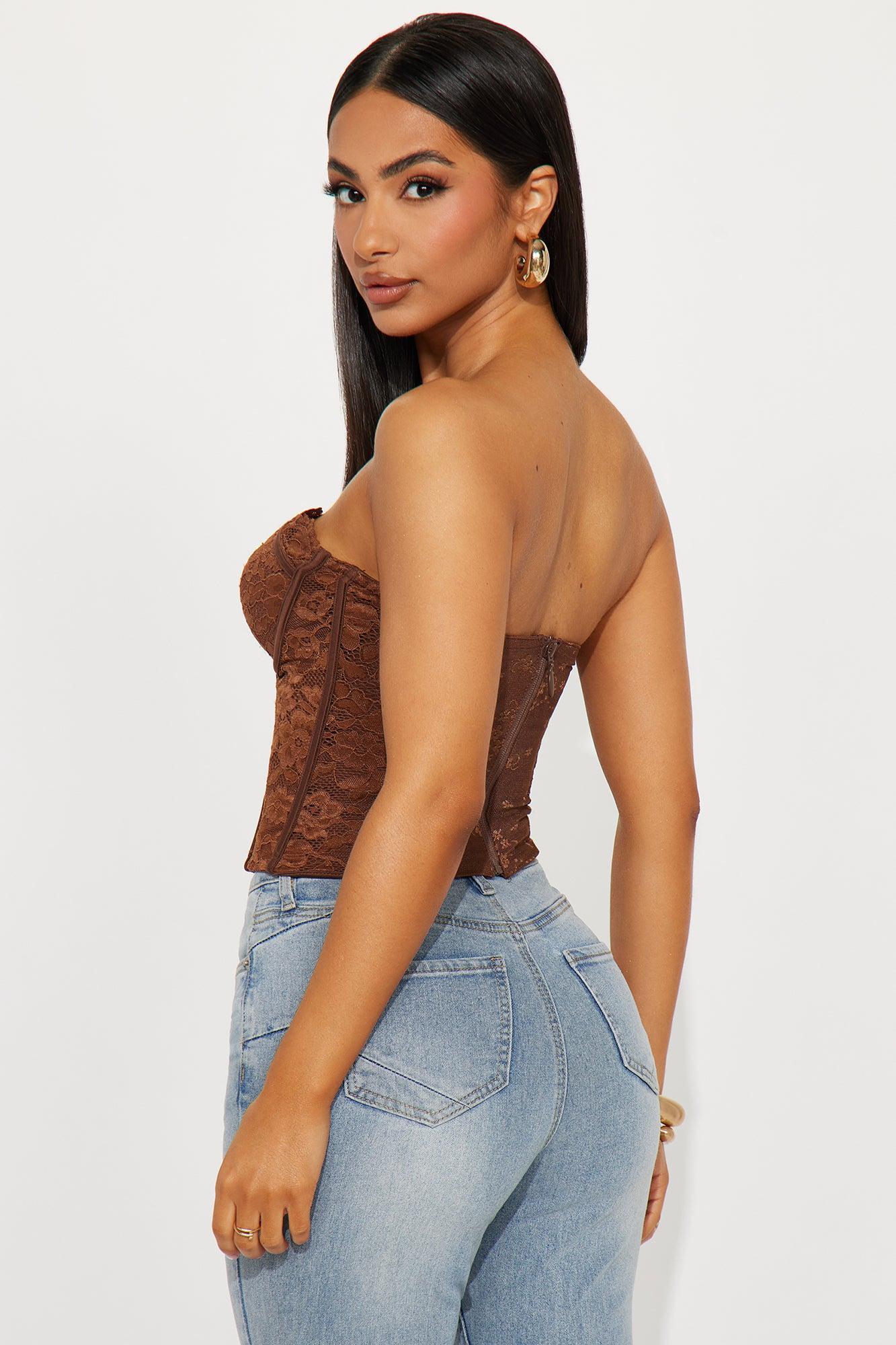 Enchanted Lace Corset Top - Chocolate Female Product Image