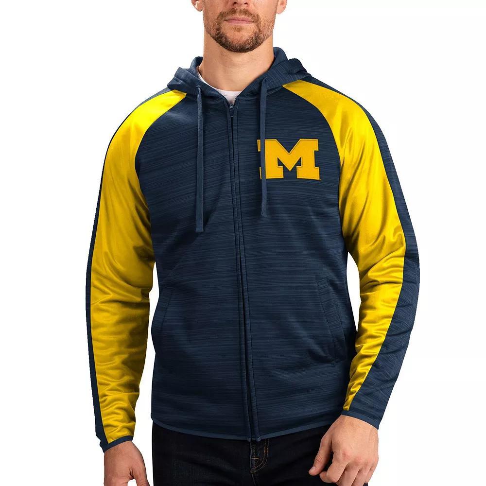 Men's G-III Sports by Carl Banks Navy Michigan Wolverines Neutral Zone Raglan Full-Zip Track Jacket Hoodie, Size: XL, Blue Product Image
