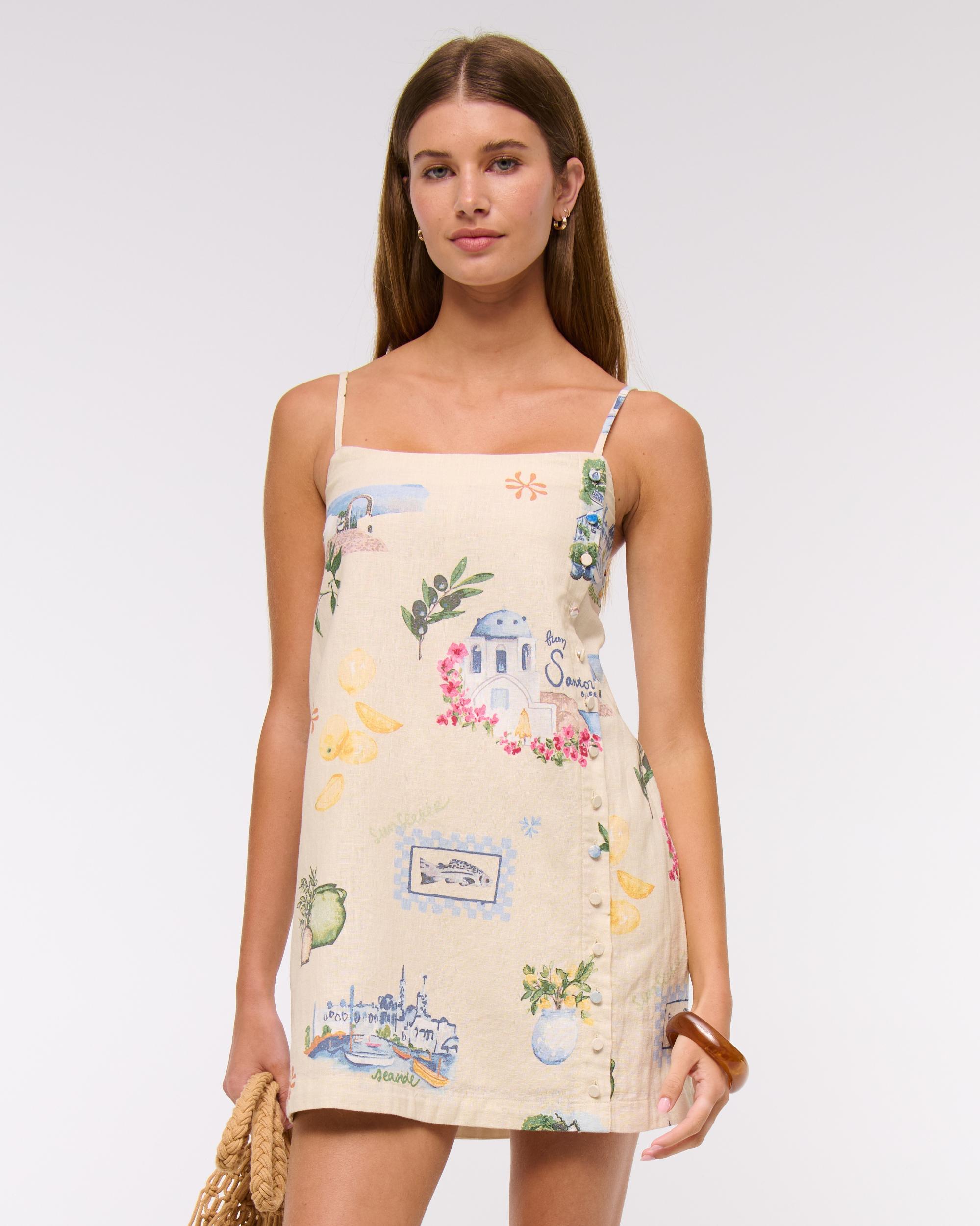 Linen-Blend Button Skort Product Image