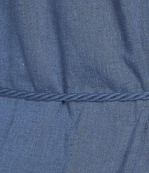 NIC + ZOE Devon Rumba Linen Blend Point Collar Short Sleeve Tie Waist Shirt Dress Product Image