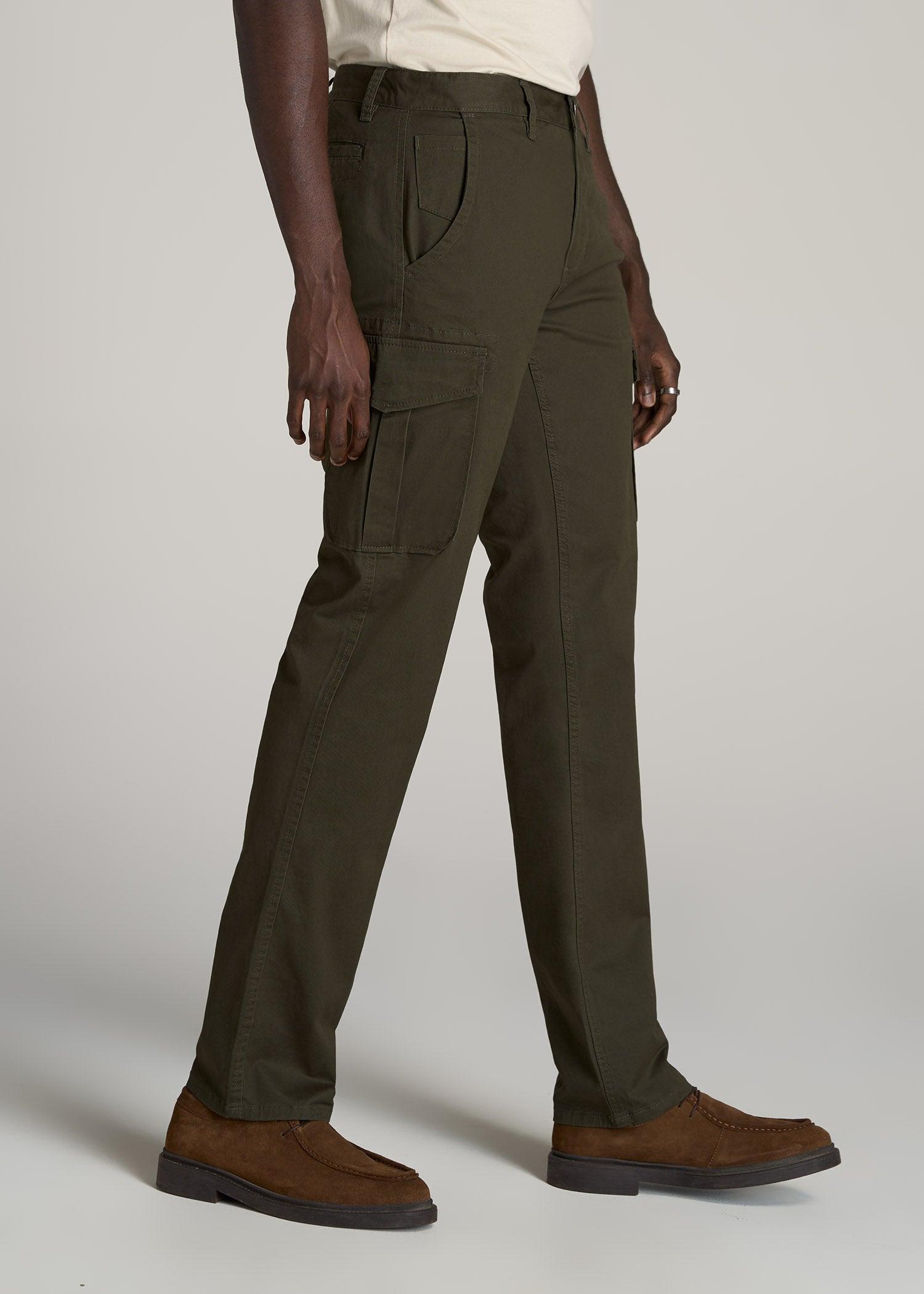 Stretch Twill SLIM-FIT Cargo Pants for Tall Men in Camo Green Product Image