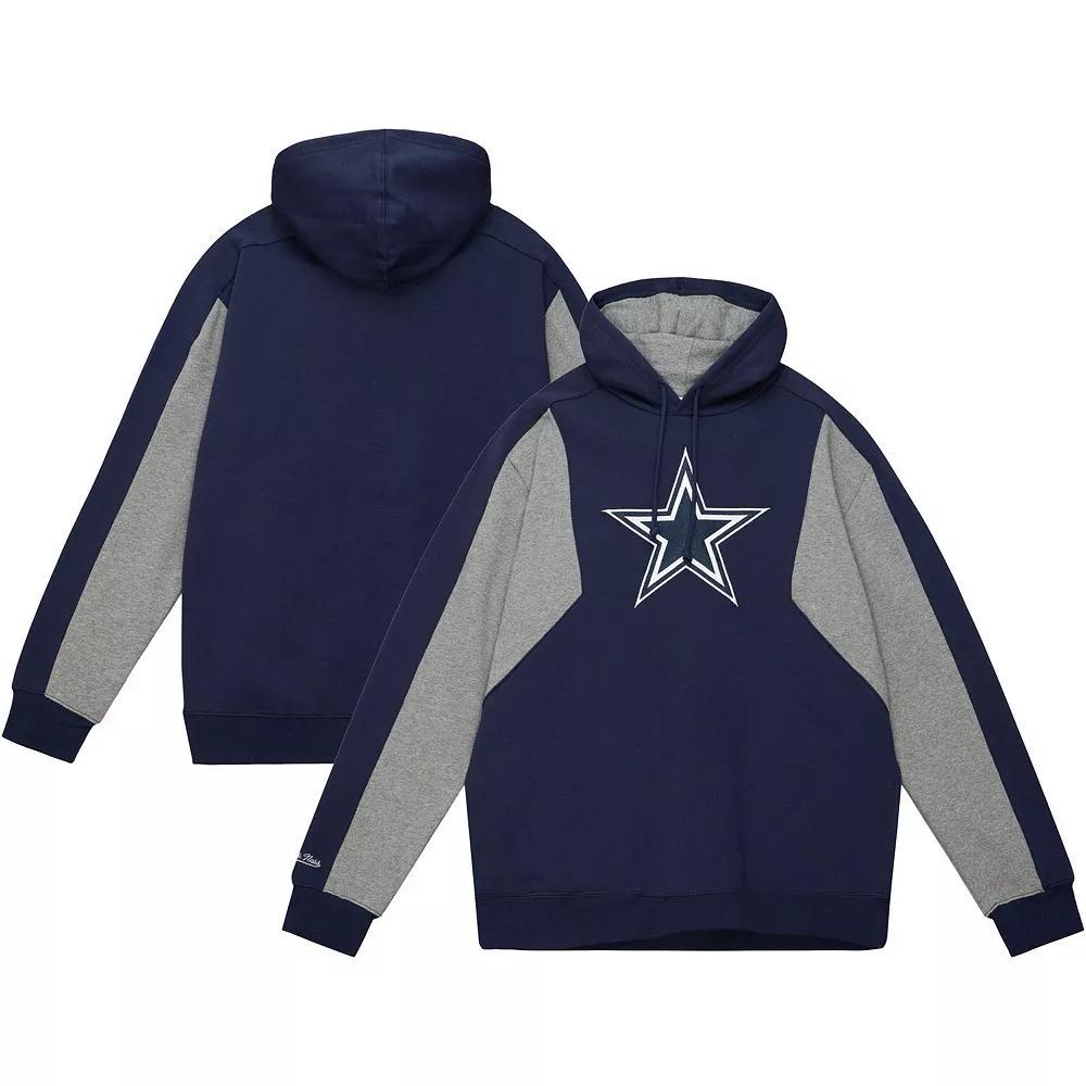 Mens Mitchell & Ness Dallas Cowboys Color Blocked Fleece 2.0 Pullover Hoodie Blue Product Image
