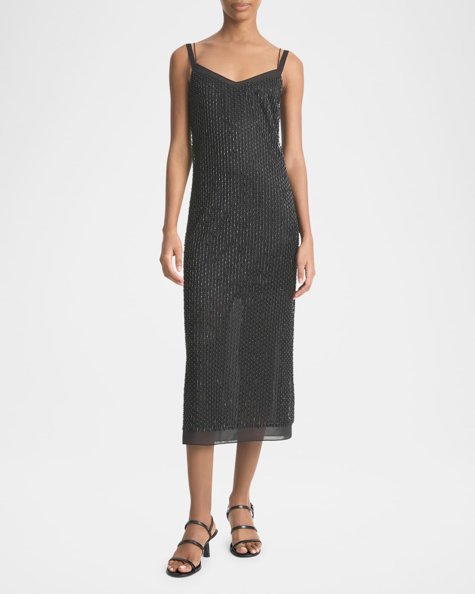 Sleeveless Beaded Midi Slip Dress Product Image