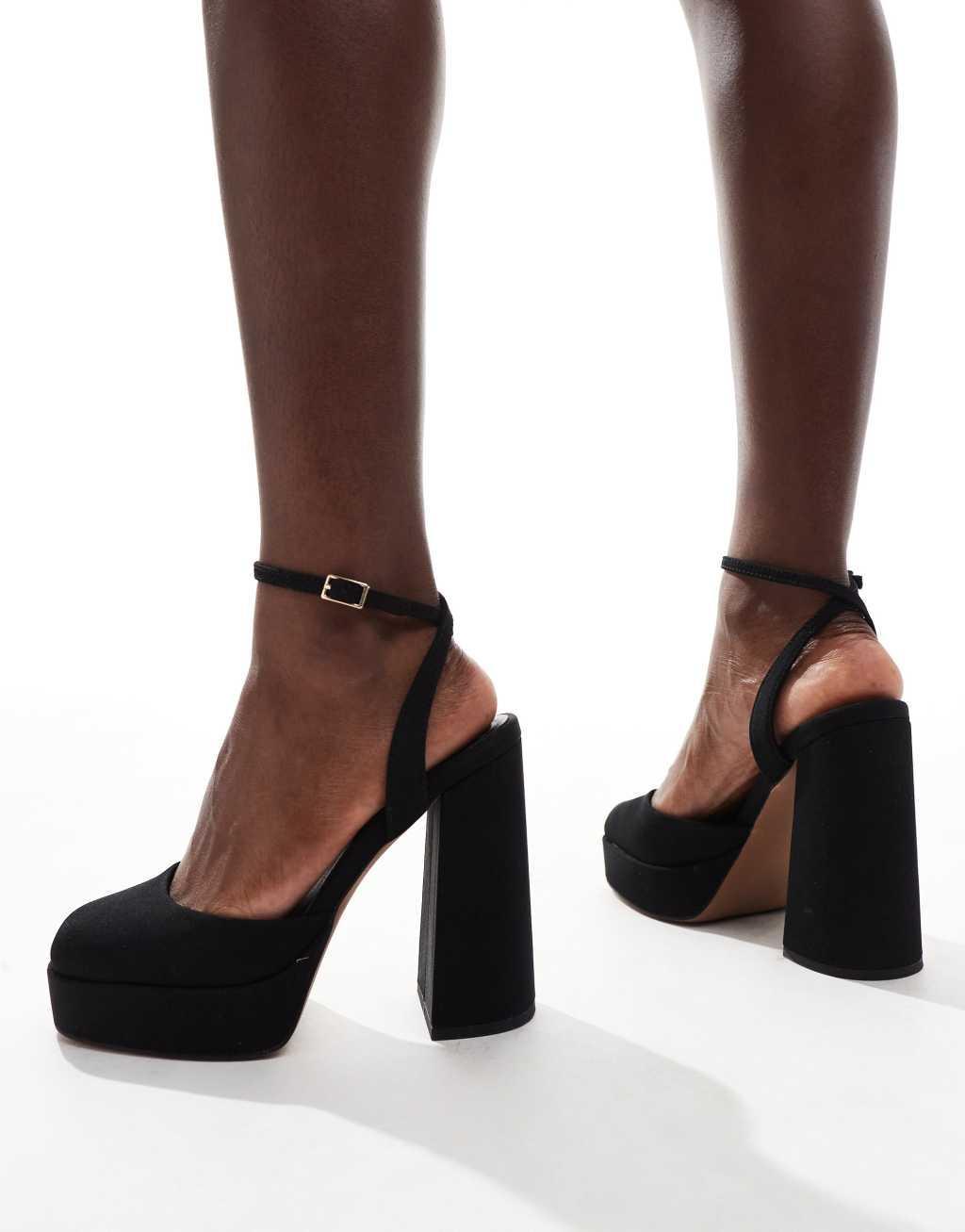 ASOS DESIGN Pressure platform high heel shoes in black Product Image