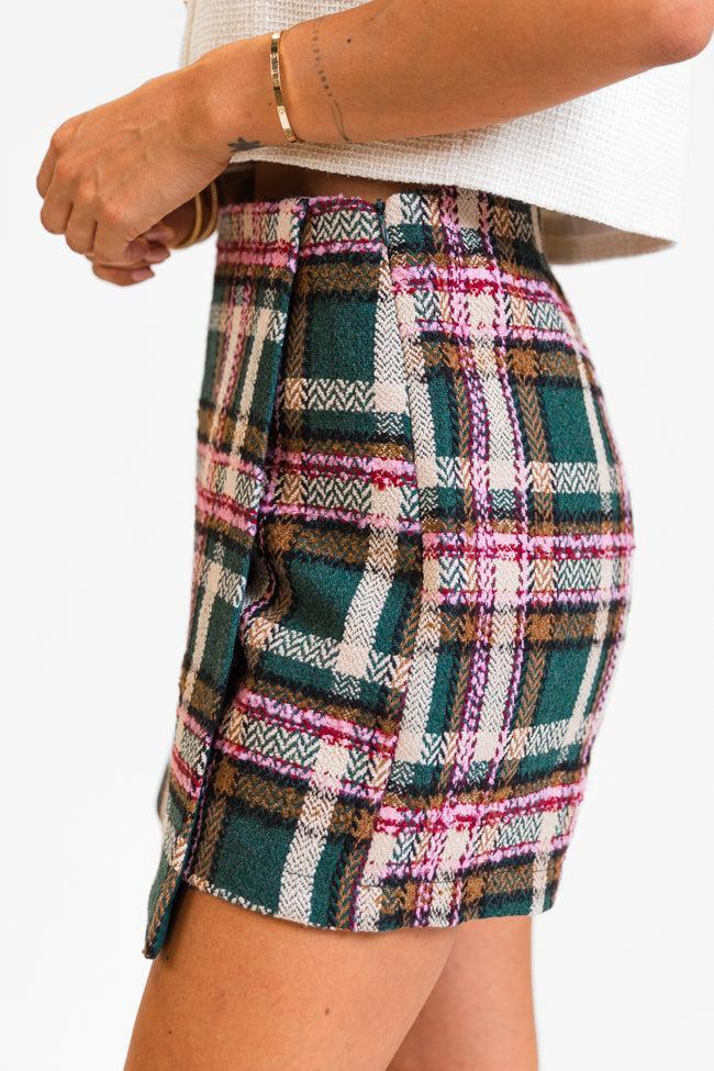 Sweet Escapes Green Plaid Skort FINAL SALE Product Image