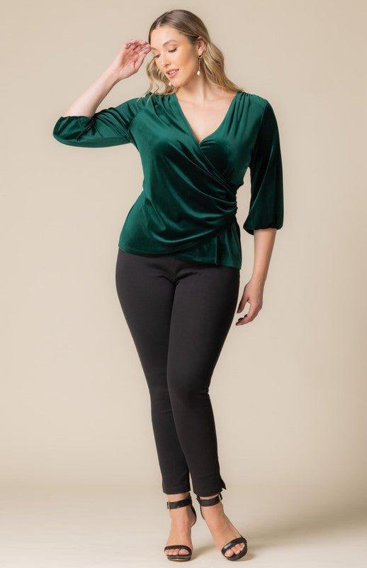 Odette Velvet Faux Wrap Top - Plus Product Image