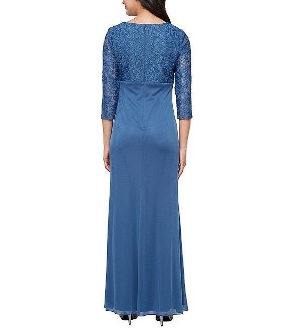 Alex Evenings Petite Size 3/4 Sleeve Empire Waist Lace Gown Product Image