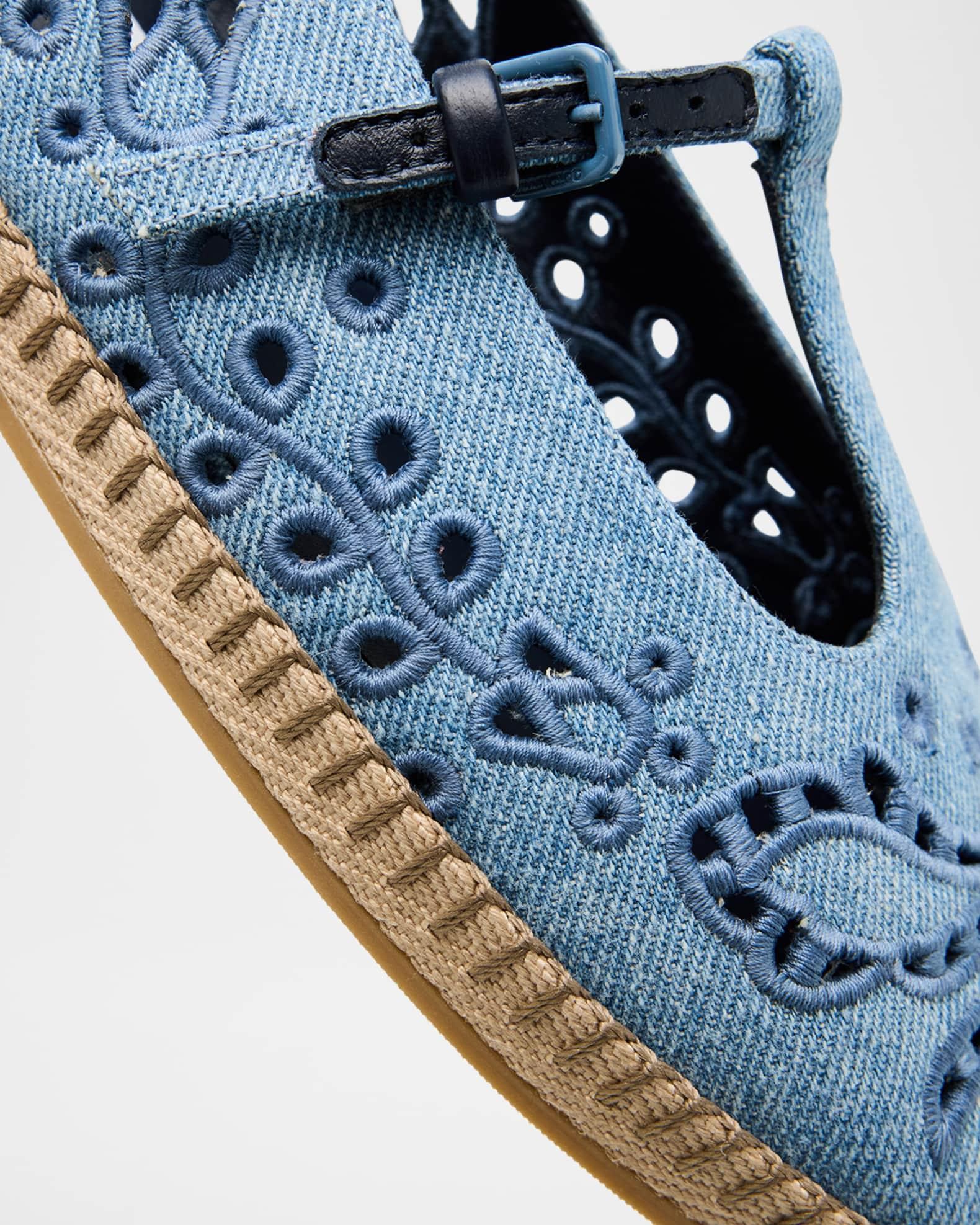 Amiee Denim Embroidered Espadrille Ballerina Flats Product Image