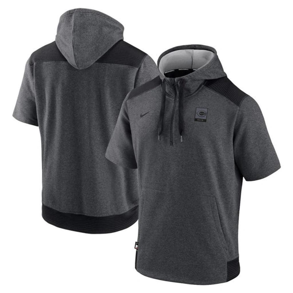 NIKE Heathered Charcoal/black Cincinnati Reds Authentic Collection Dry Flux Performance Quarter-zip In Charcoal,black Product Image