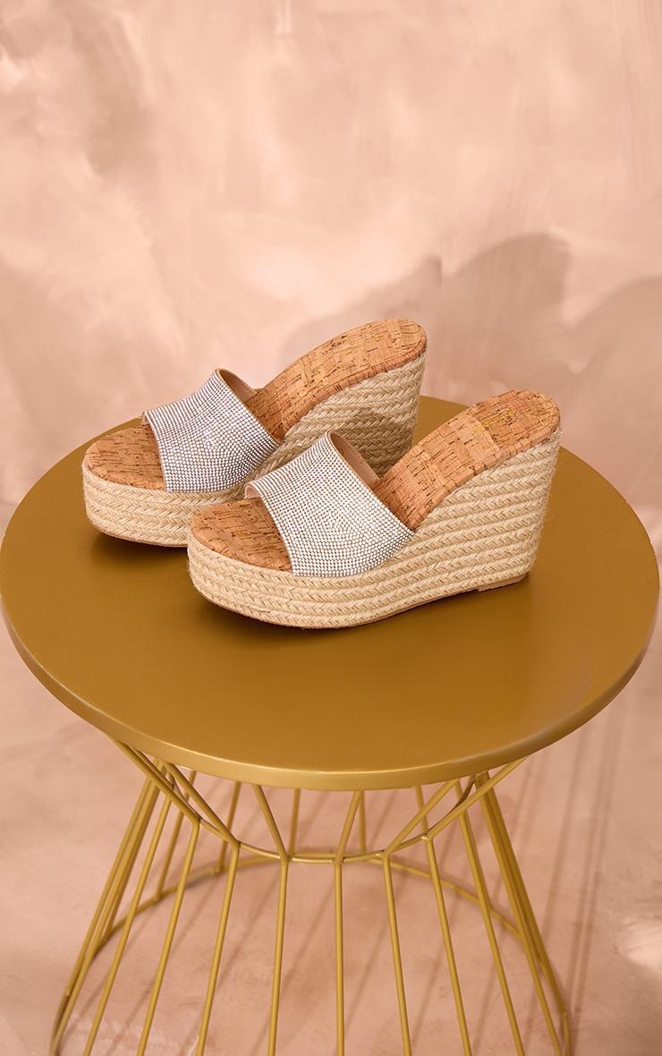 Diamante Round Toe Heeled Cork Wedges Product Image