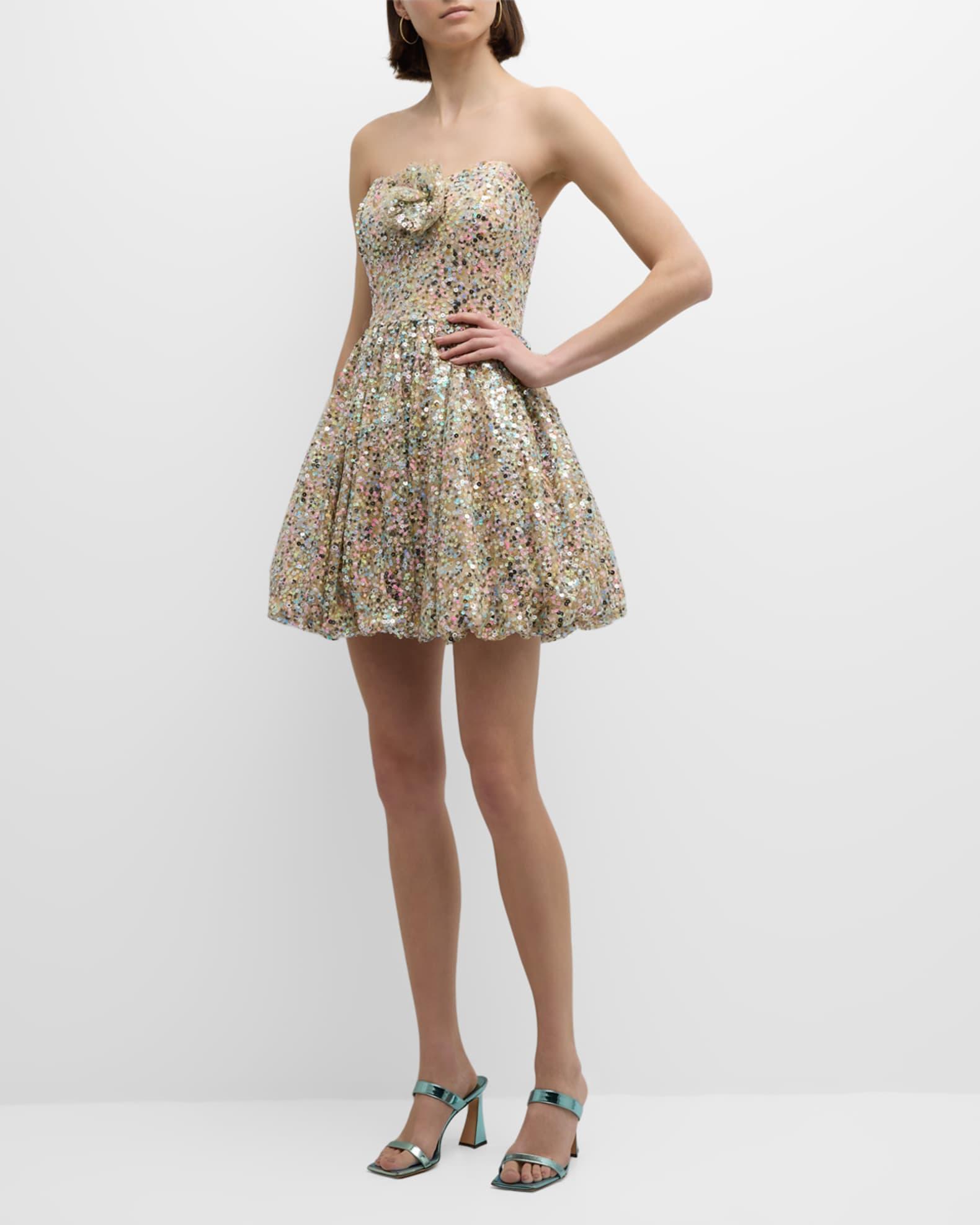 Sequin Fit-&-Flare Sweetheart Mini Dress Product Image