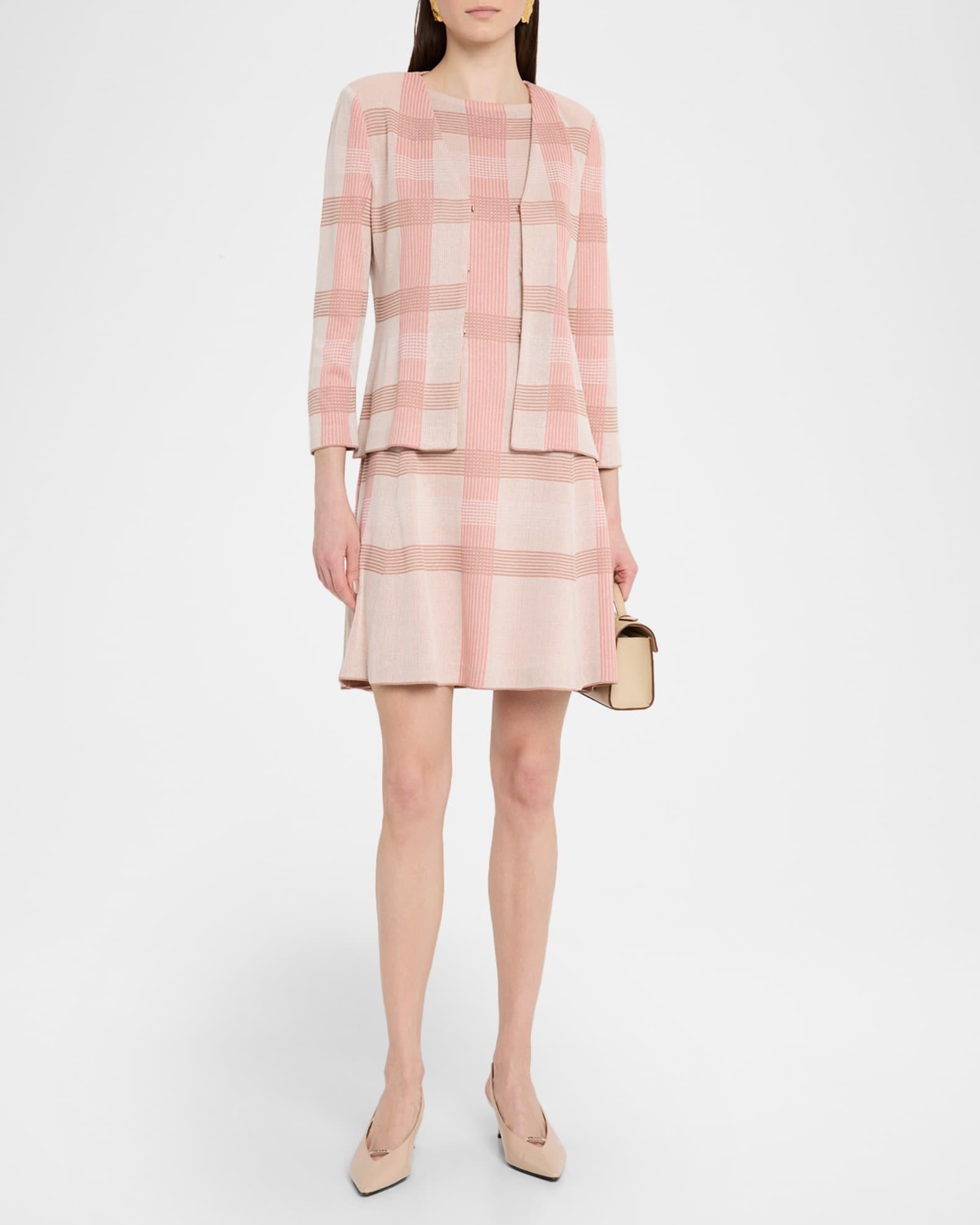 Tailored Plaid Knit Jacket Product Image