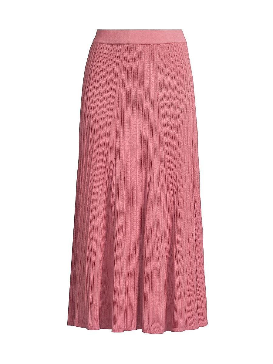 Womens Flared Ribbed-Knit Midi-Skirt Product Image