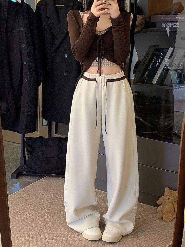 Drawstring Wide-Leg Sweatpants (S-2XL) Product Image