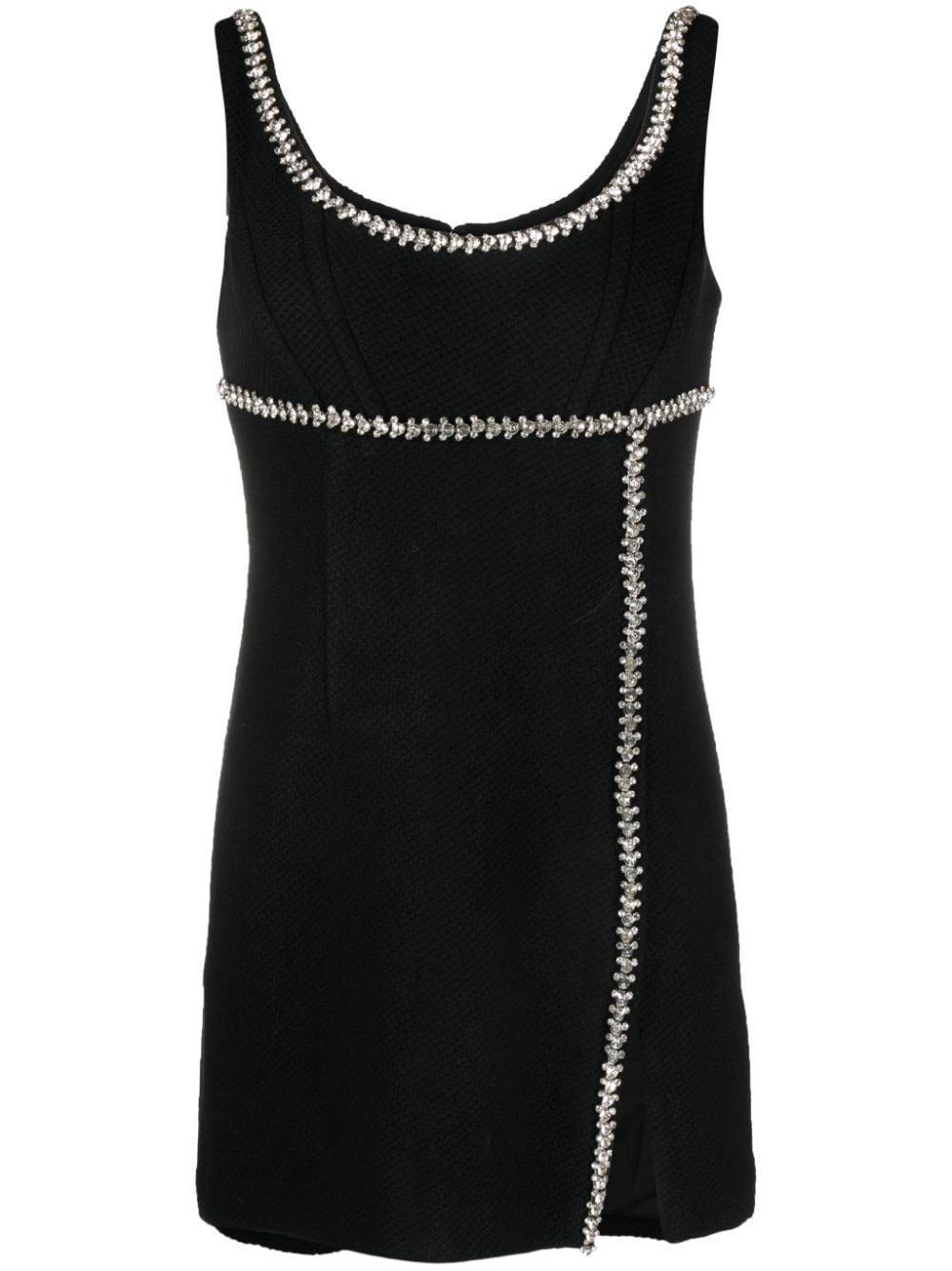 Embellished Textured Wool Mini Dress In Black Product Image