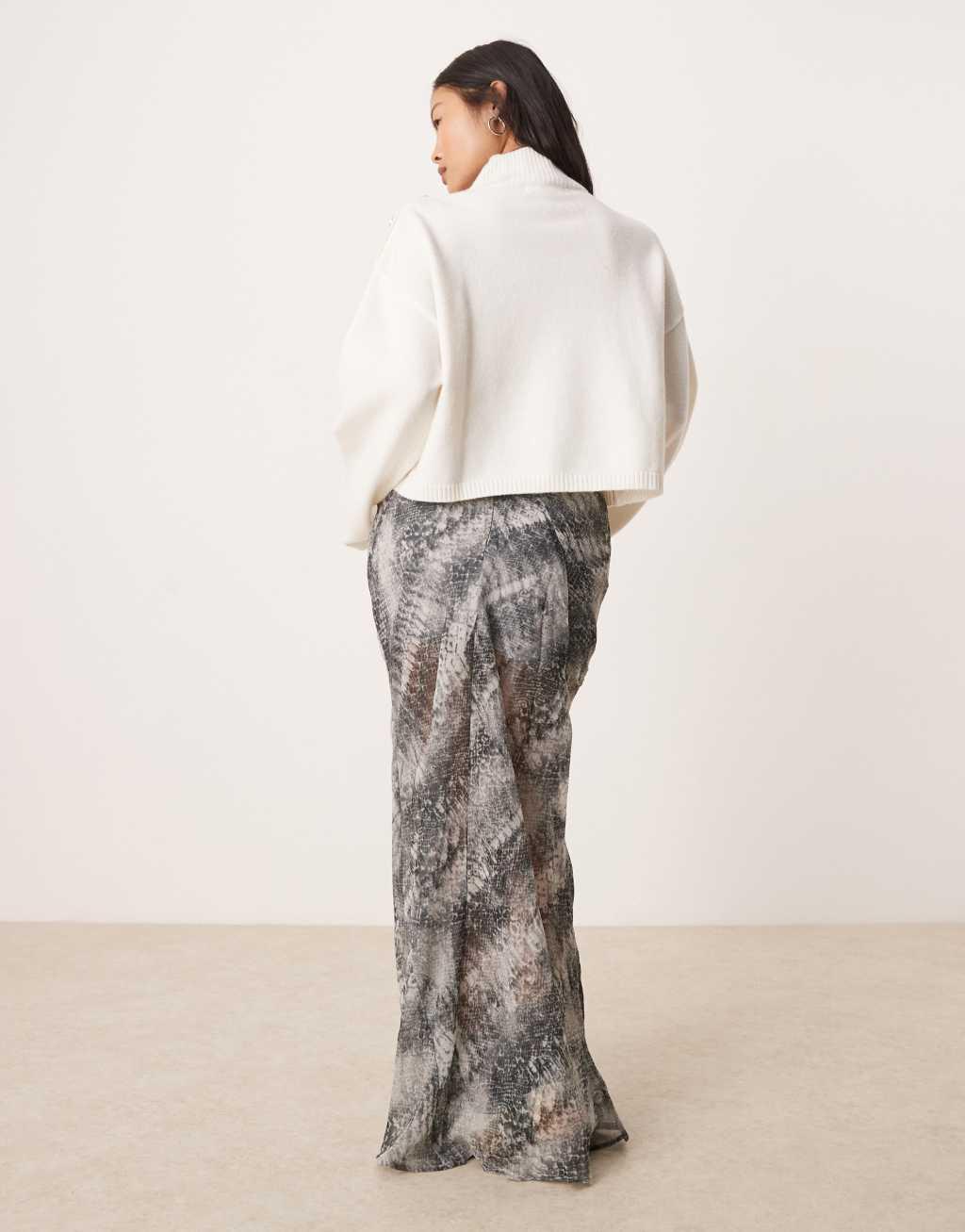 ASOS DESIGN Petite sheer maxi skirt in snake print Product Image