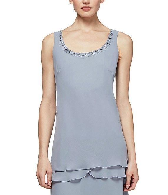 Ignite Evenings Scoop Neck Chiffon Tiered 2-Piece Jacket Dress Product Image