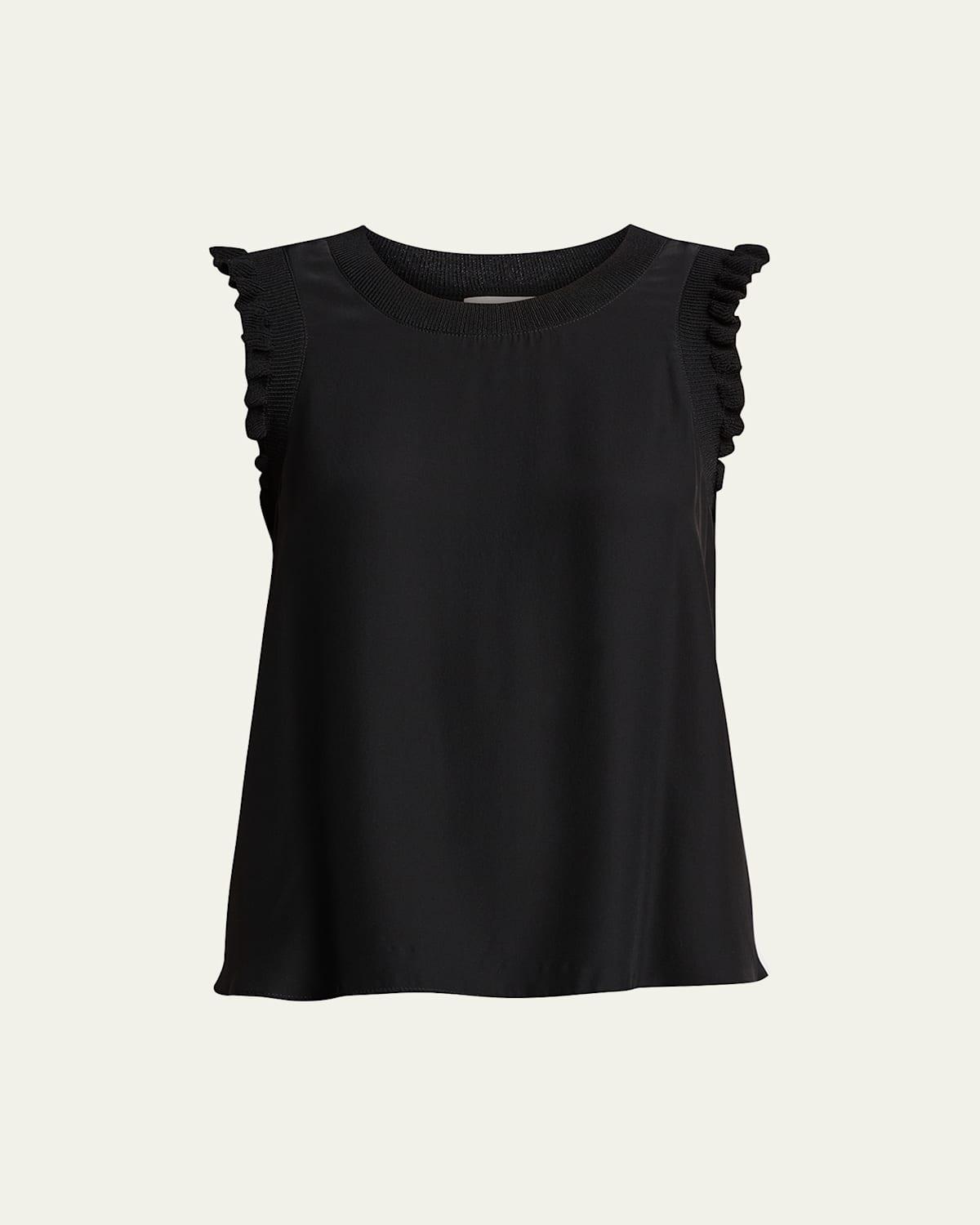 Tous Les Jours Lenore Crewneck Sleeveless Silk Top Product Image