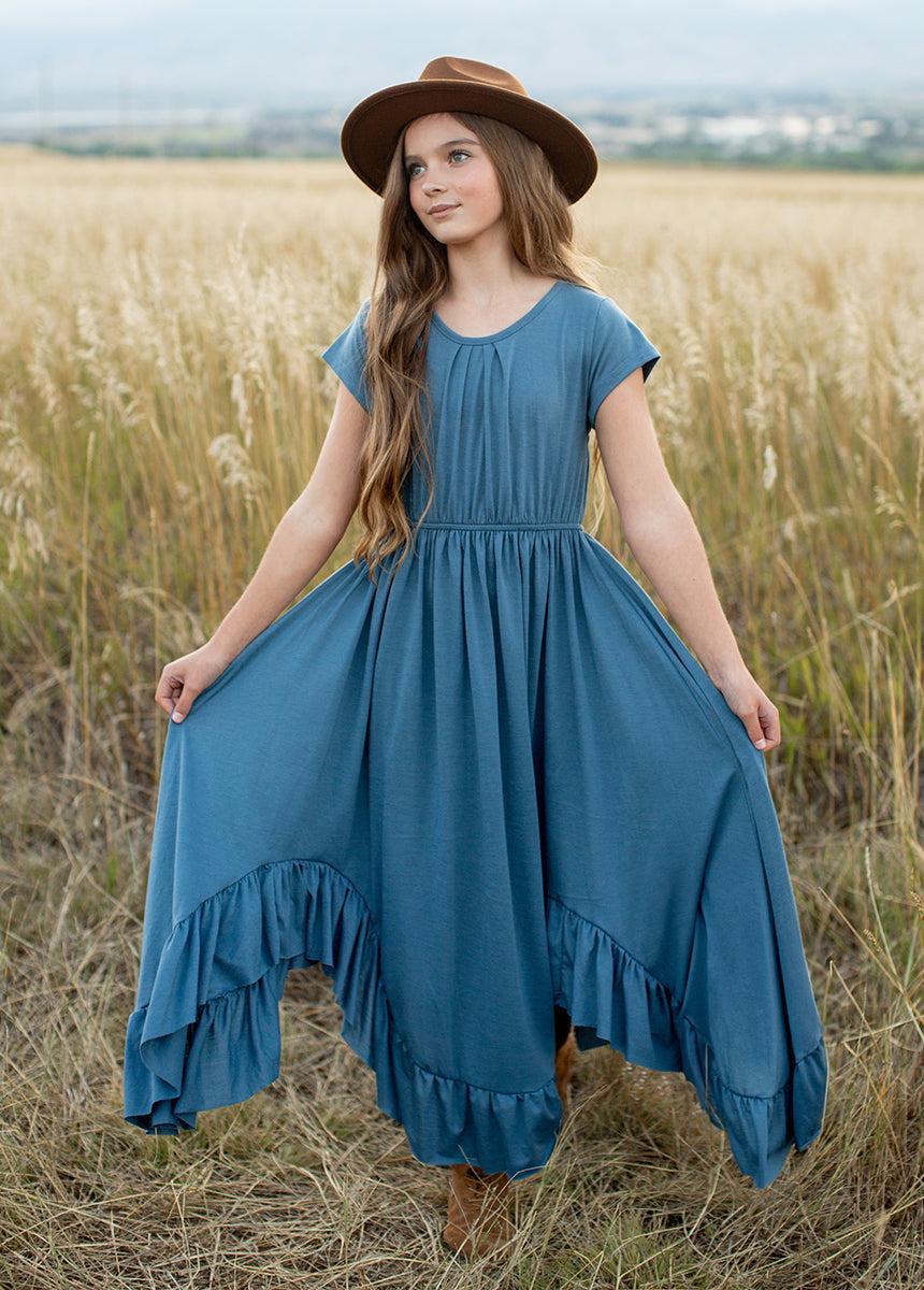 Braelyn Dress in Bluestone Girls Product Image