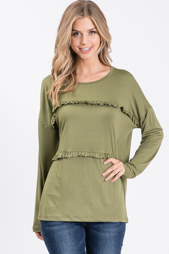 Ruffle Tiered Drop Shoulder Top Product Image