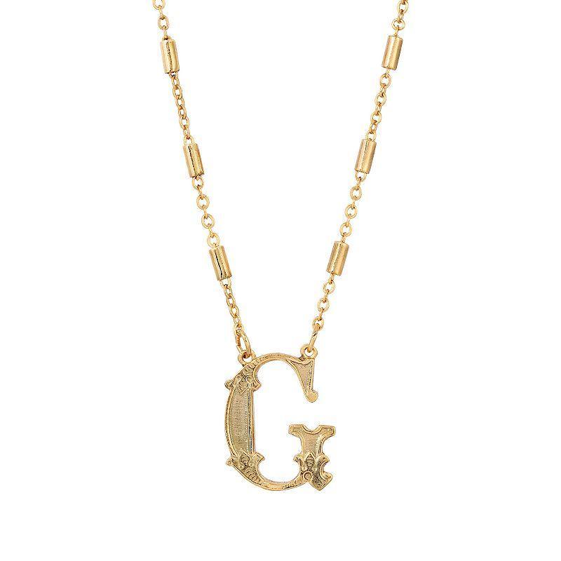 1928 Gold Tone Initial Necklace, Womens, Yellow L Product Image