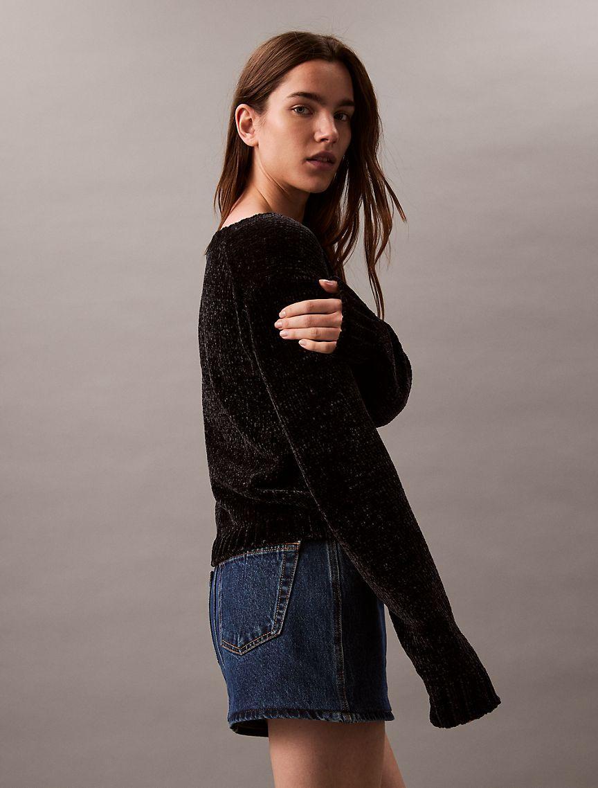 Chenille Relaxed V-Neck Sweater Product Image