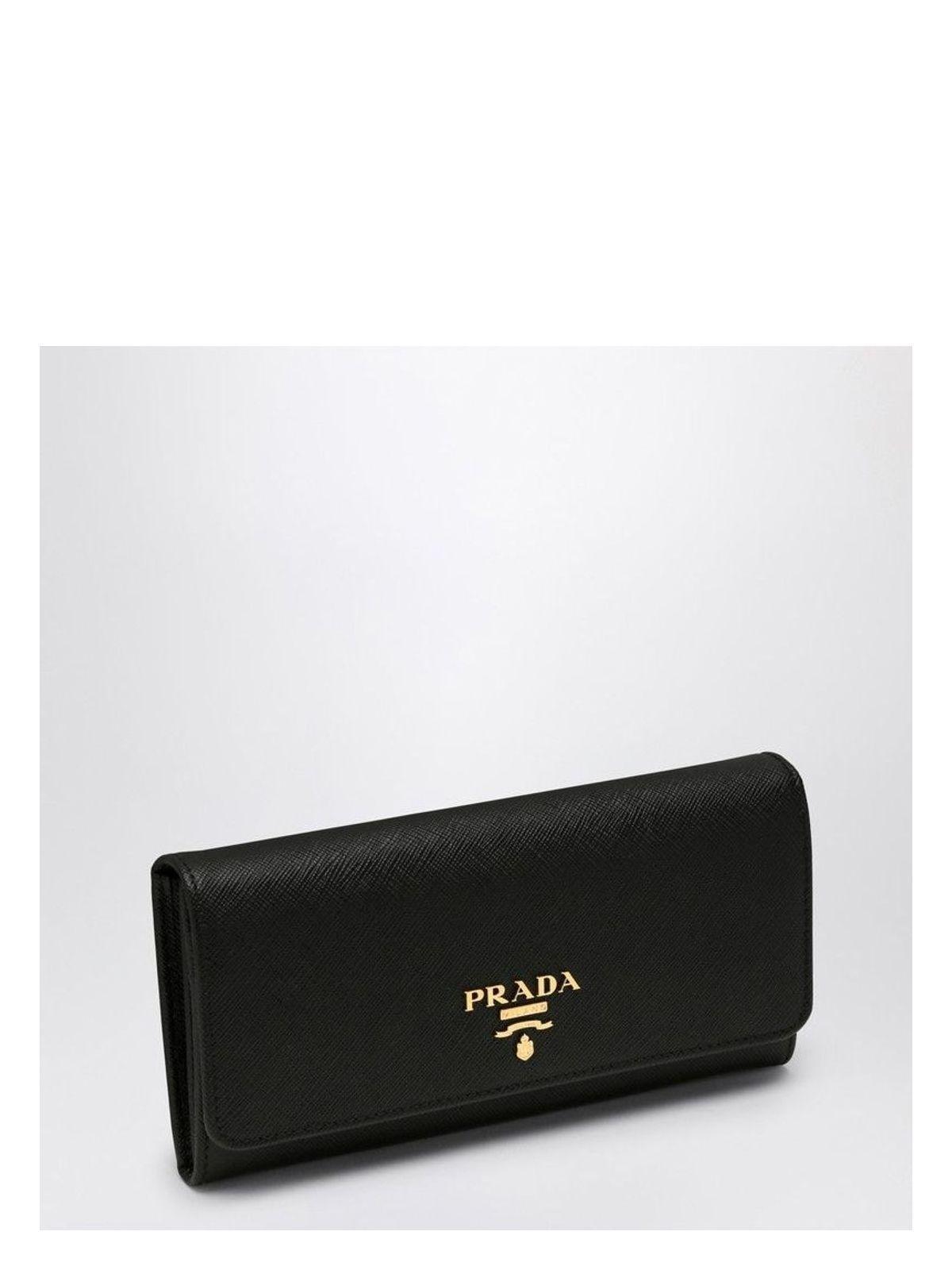 PRADA Logo Lettering Saffiano Leather Wallet In Black Product Image