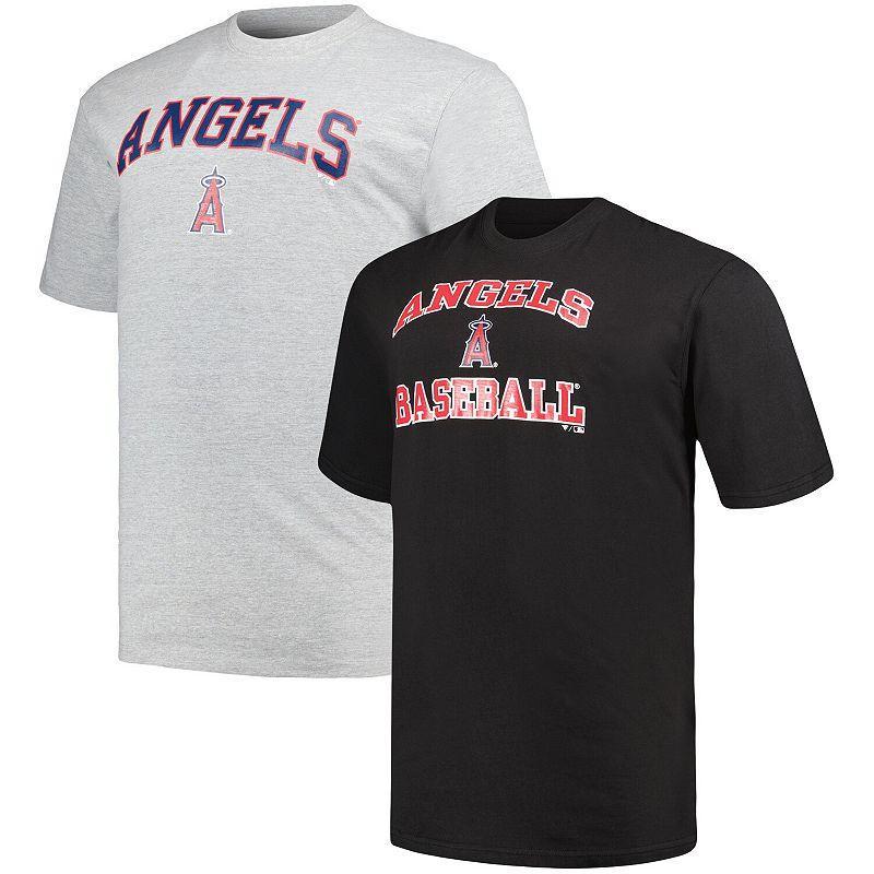 Men's Profile Black/Heather Gray Los Angeles Angels Big & Tall T-Shirt Combo Pack, Size: 3XB Product Image