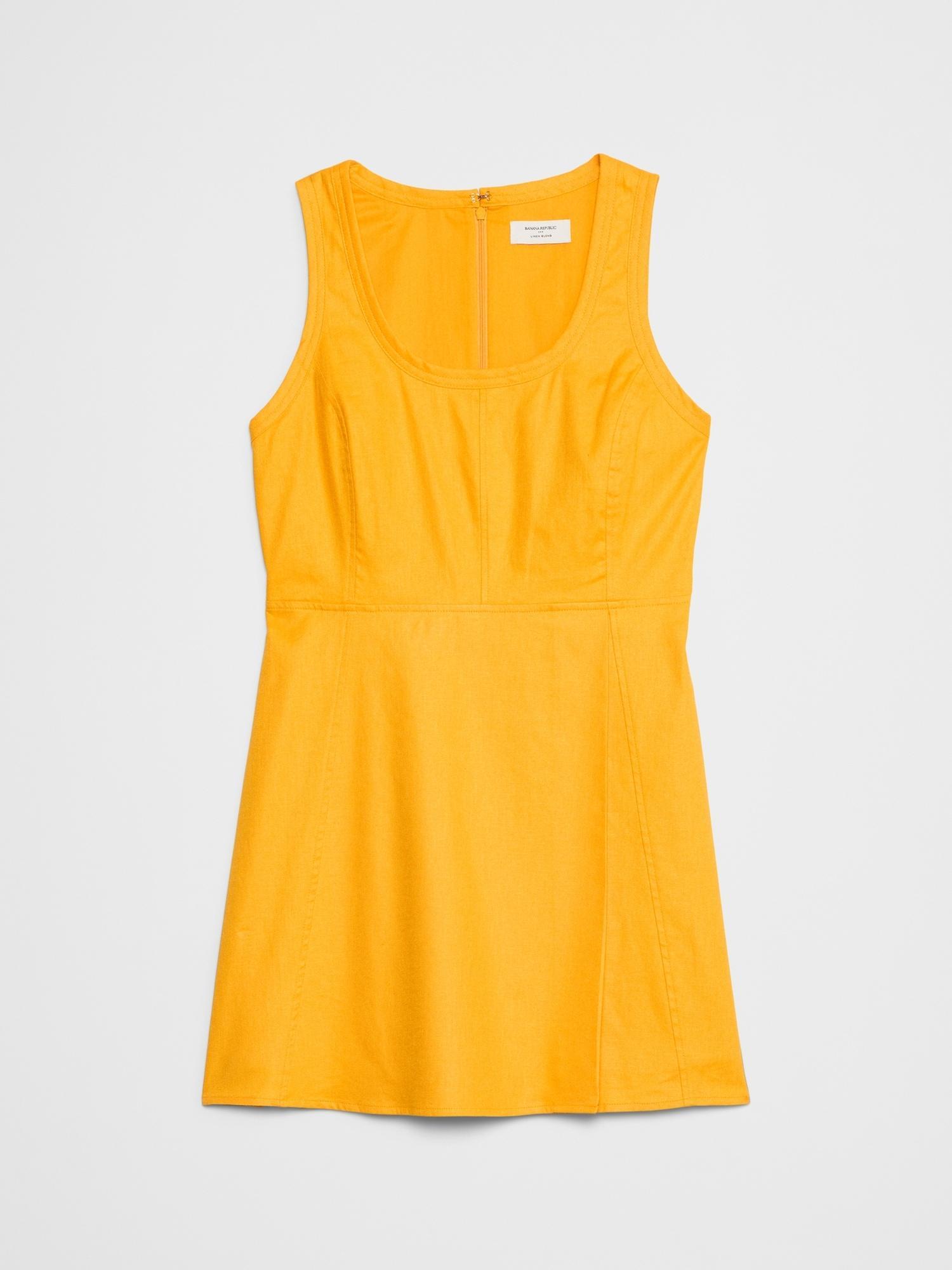 Linen-Blend Seamed Mini Dress Product Image