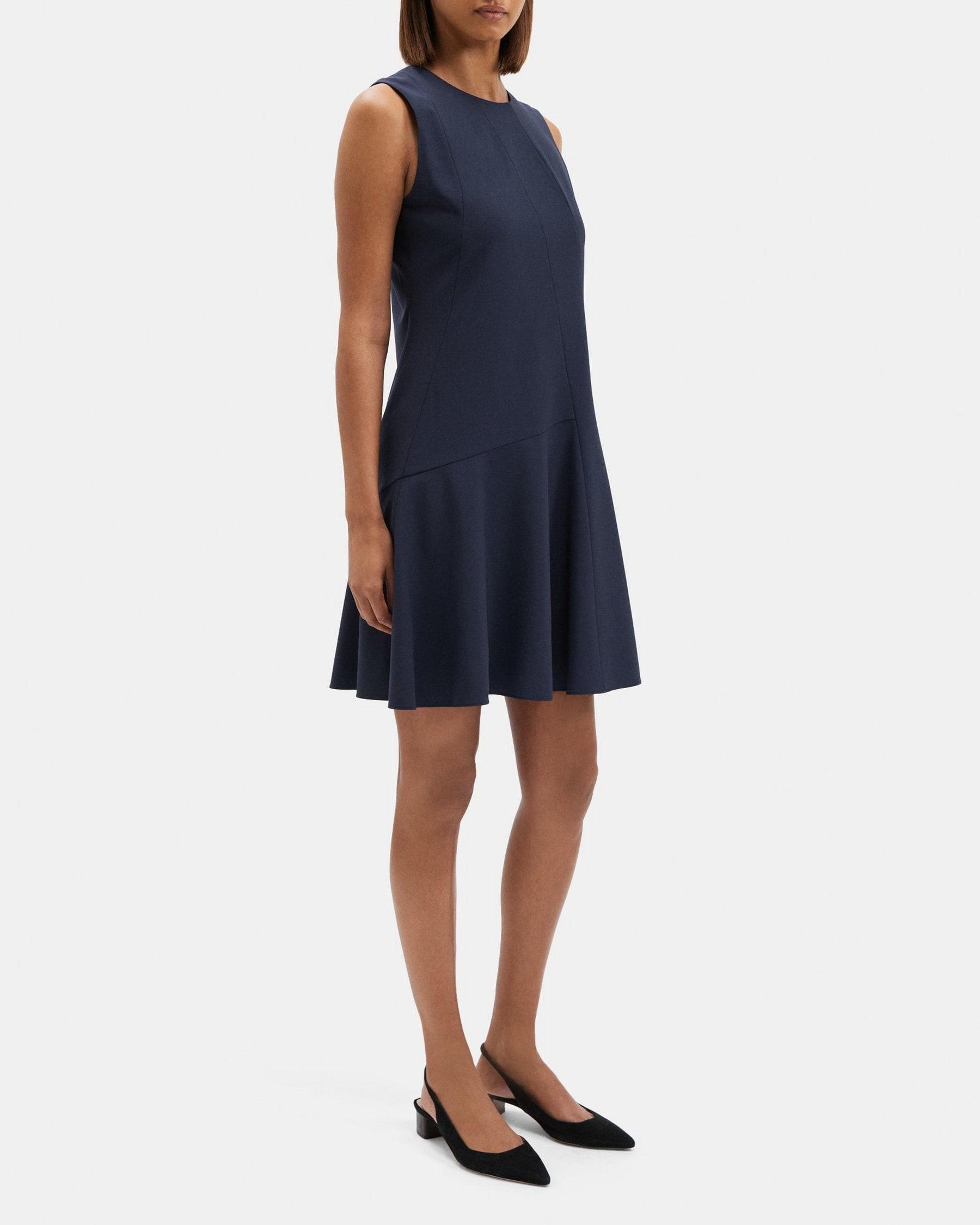 Asymmetrical Shift Dress in Stretch Wool Product Image