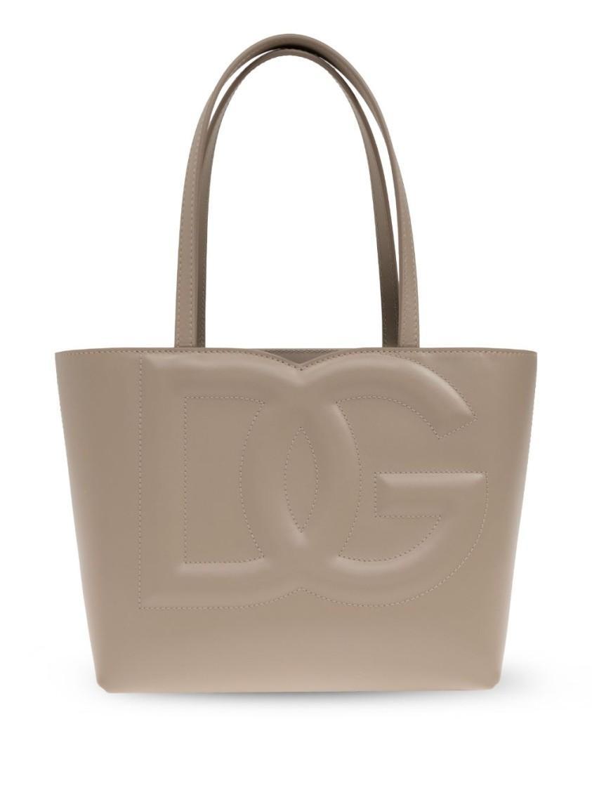 DOLCE & GABBANA Structured Shopping Bag In Taupe Smooth Calfskin In Neutrals Product Image