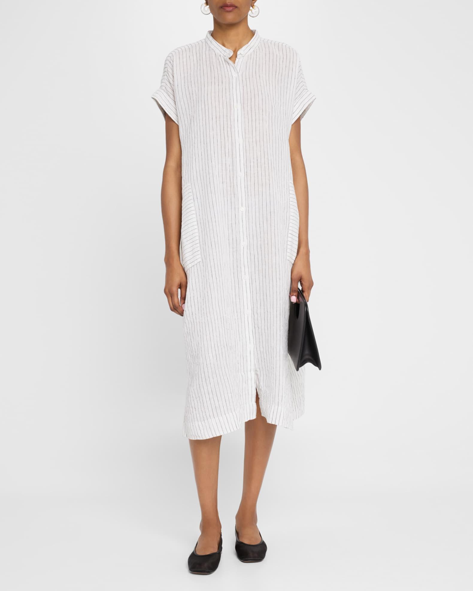 Striped Organic Linen Midi Dress Product Image