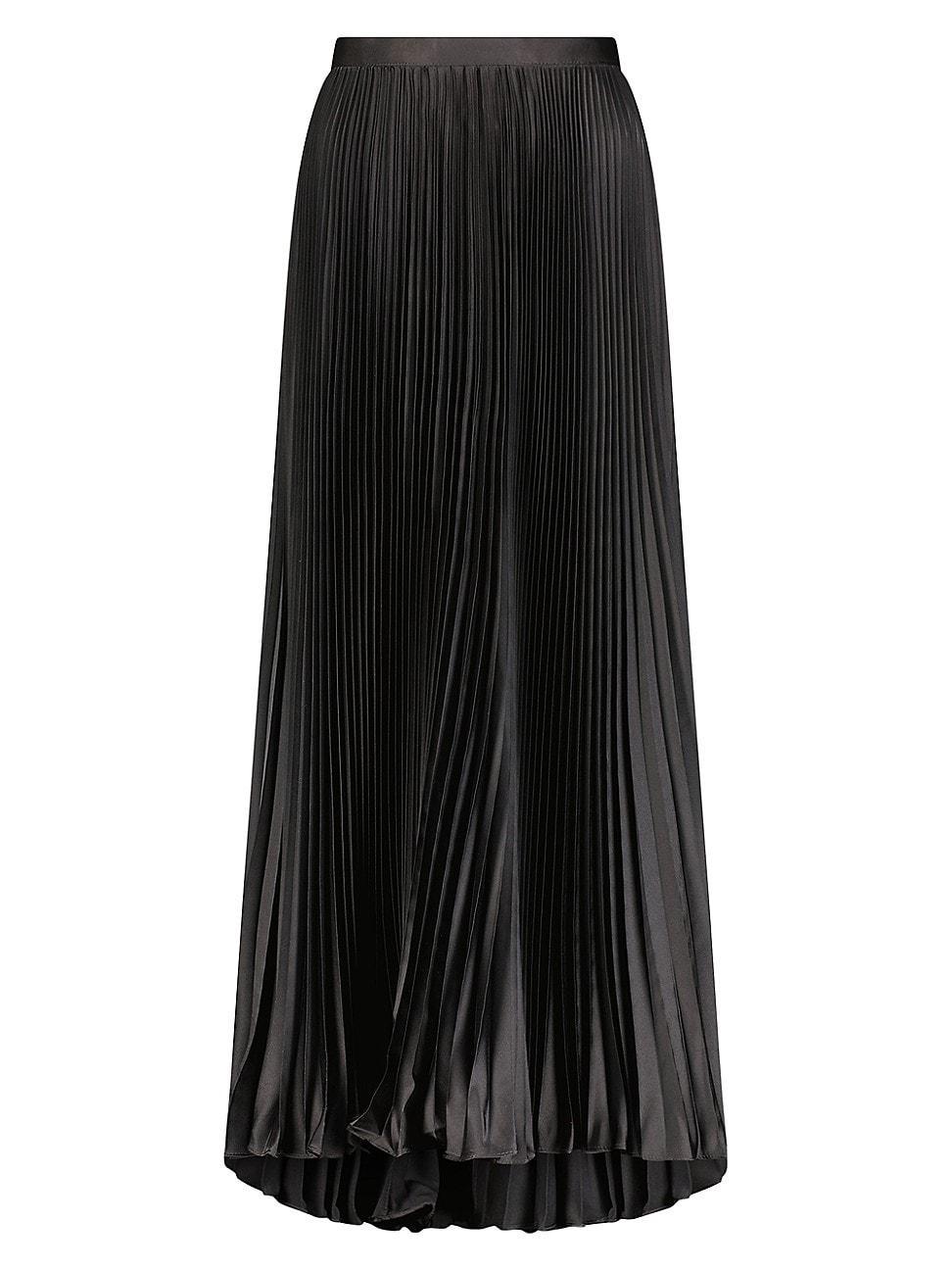 Womens Pleated Satin Maxi Skirt Product Image