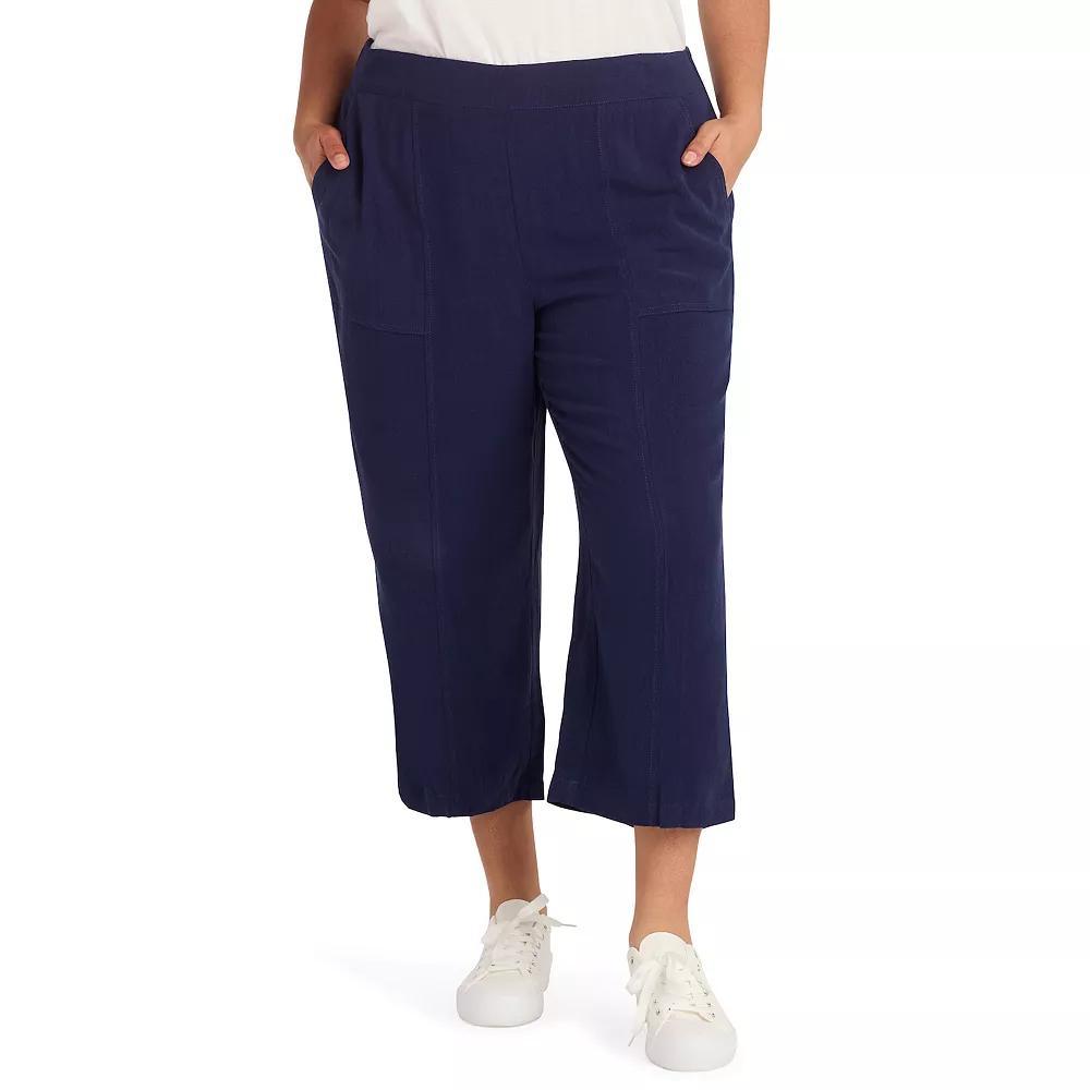 Plus Size AB Studio Crop Pull On Pants, Womens Blue Product Image