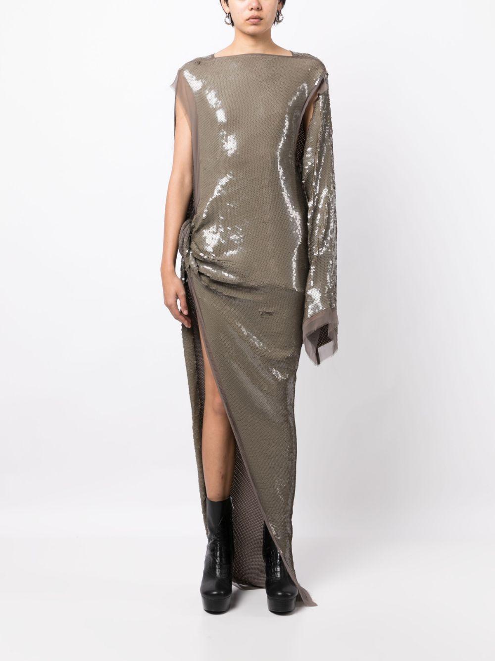 RICK OWENS Sequin-embellished Asymmetric Dress In Grey Product Image