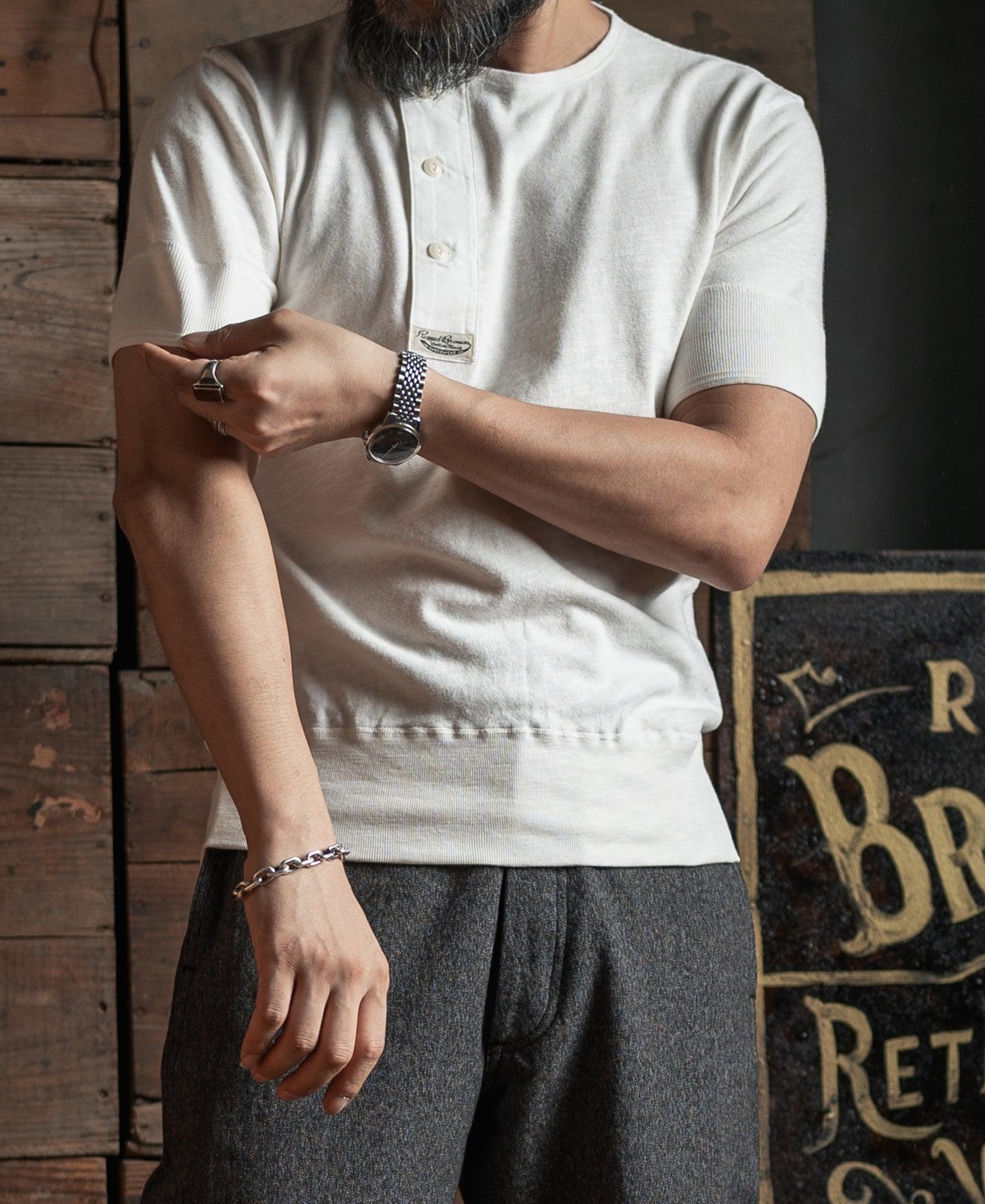 Side Closing Short Sleeve Henley T-Shirt - White Product Image
