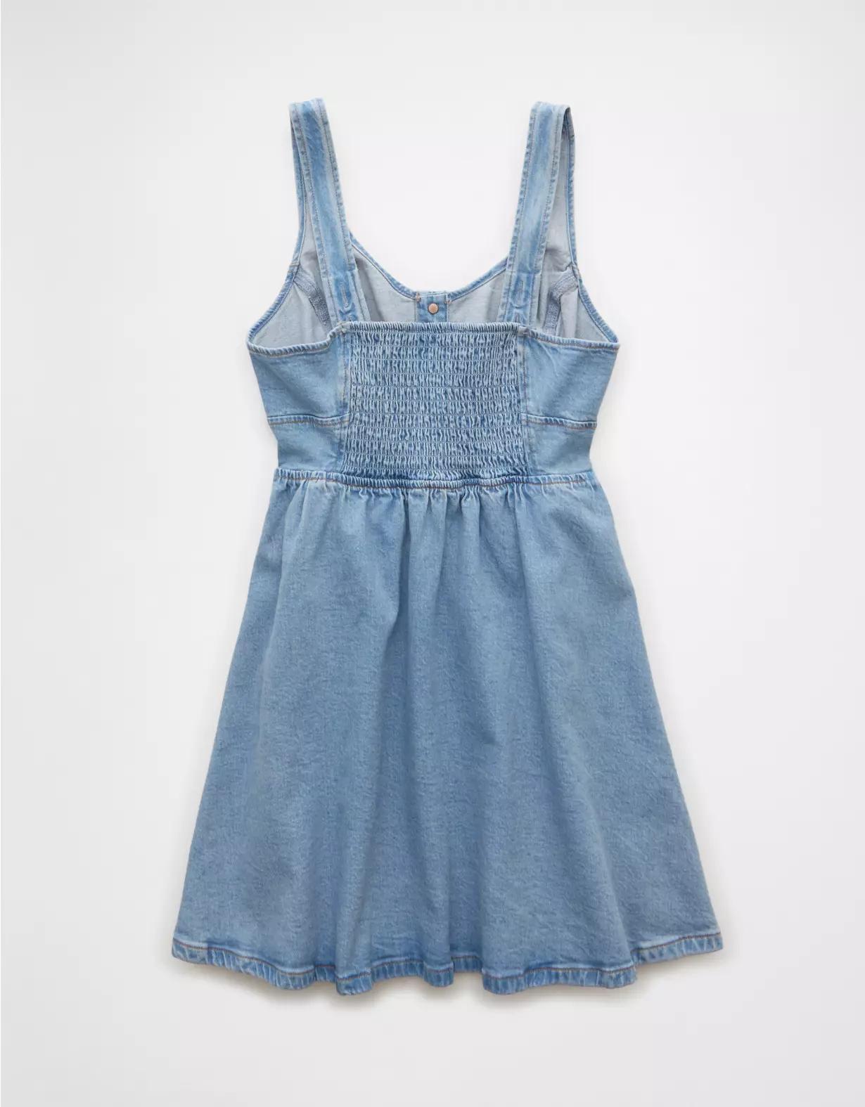 AE Corset Button-Up Denim Mini Dress Product Image