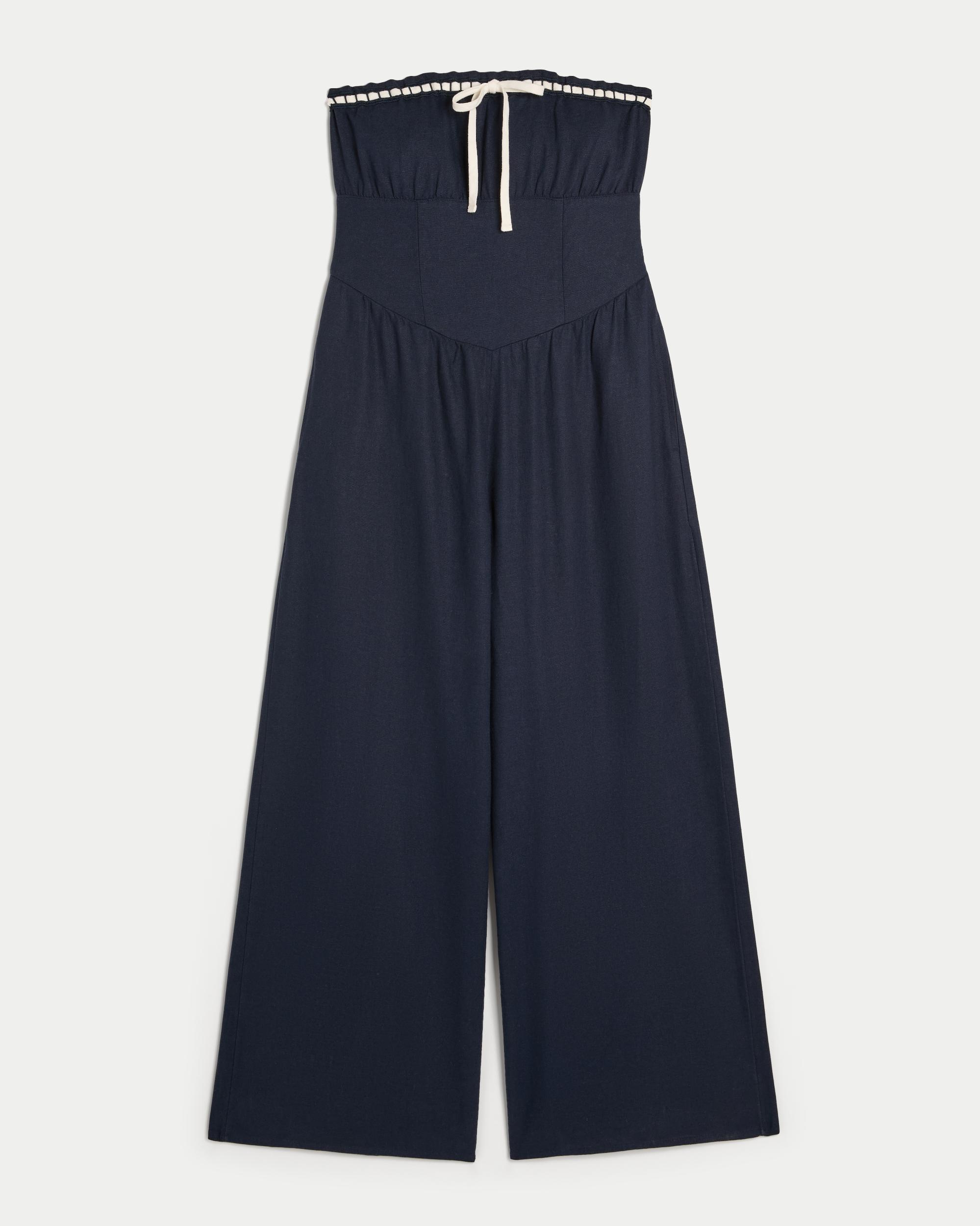 Linen-Blend Strapless Jumpsuit Product Image