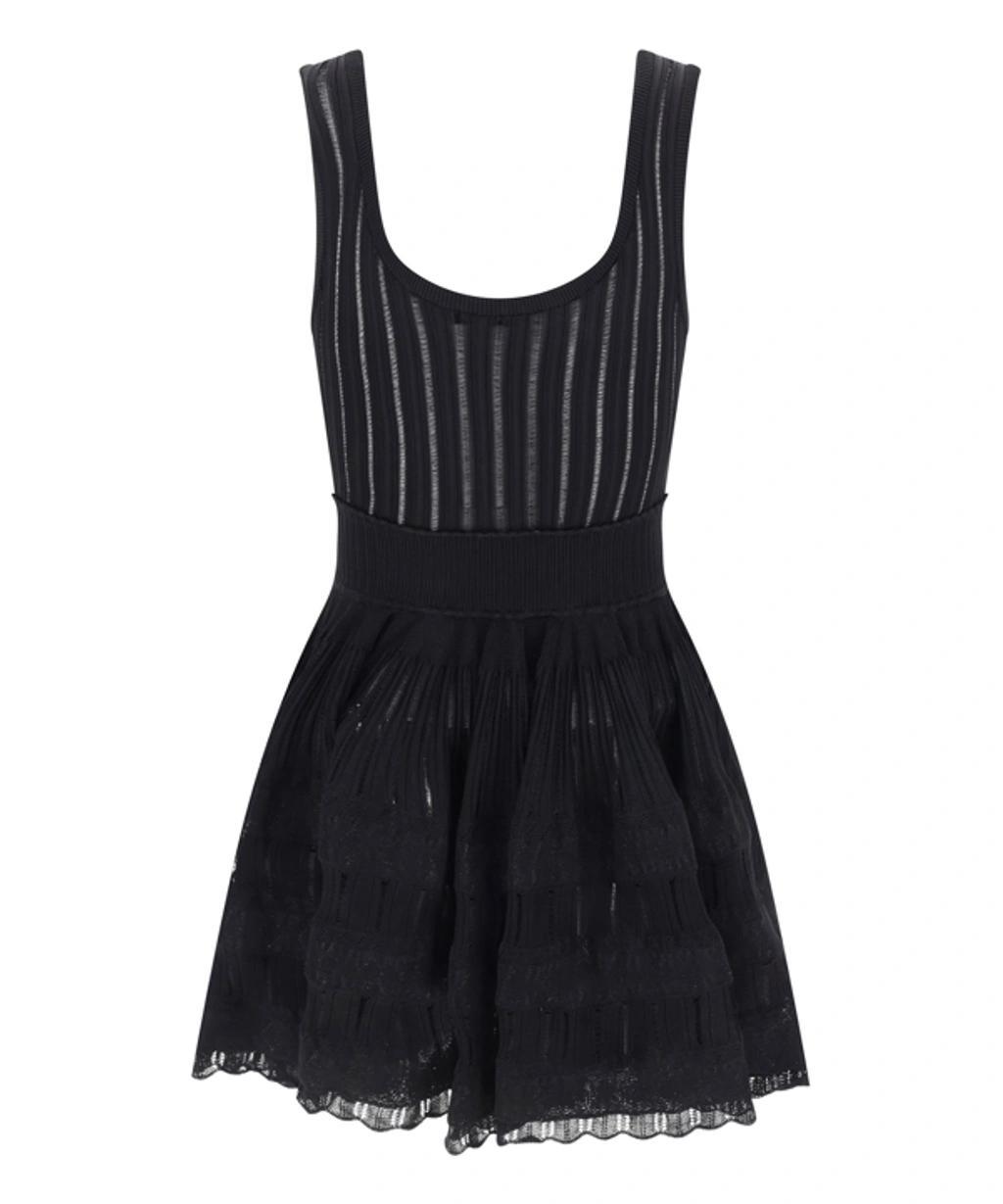 ALAÏA Knit Mini Skater Dress In  Noir Alaia Product Image