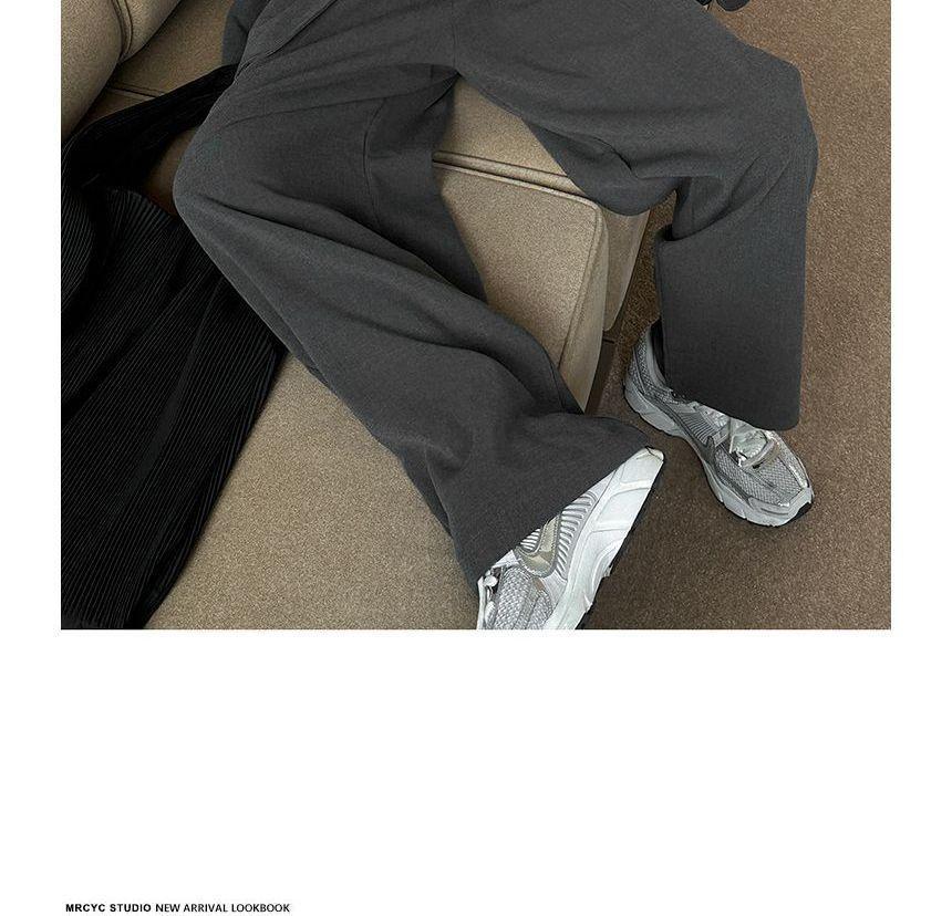 Button-Up Plain Blazer / High Waist Dress Pants Product Image